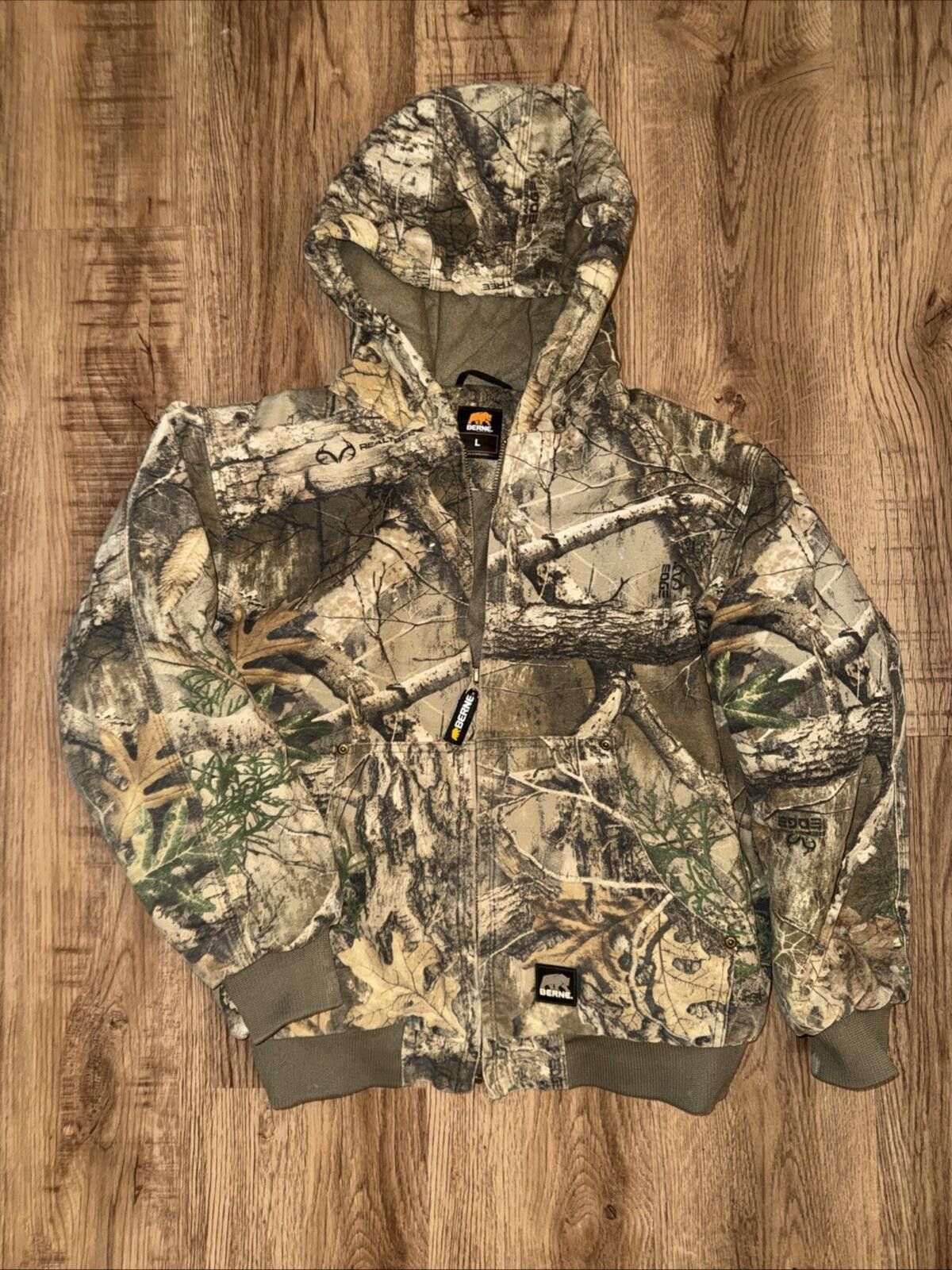 United Colors Of Benetton Berne Jacket Youth Lrg Camo Lined Zip Hunting Realtree Hood Size US L / EU 52-54 / 3 - 2 Thumbnail