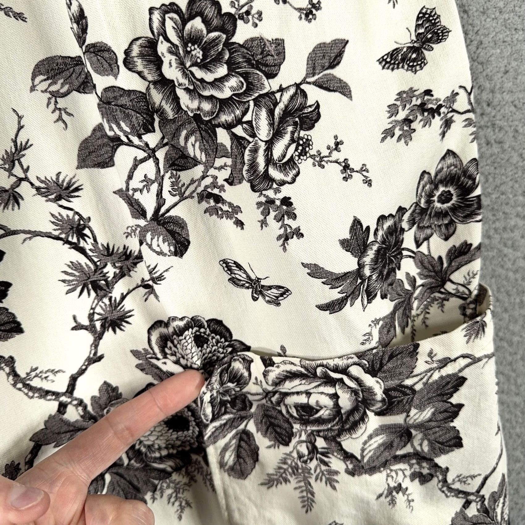 Vintage VINTAGE Handmade Robe One Size Black White Floral Toile de Jouy Kimono Belted Size ONE SIZE - 4 Thumbnail