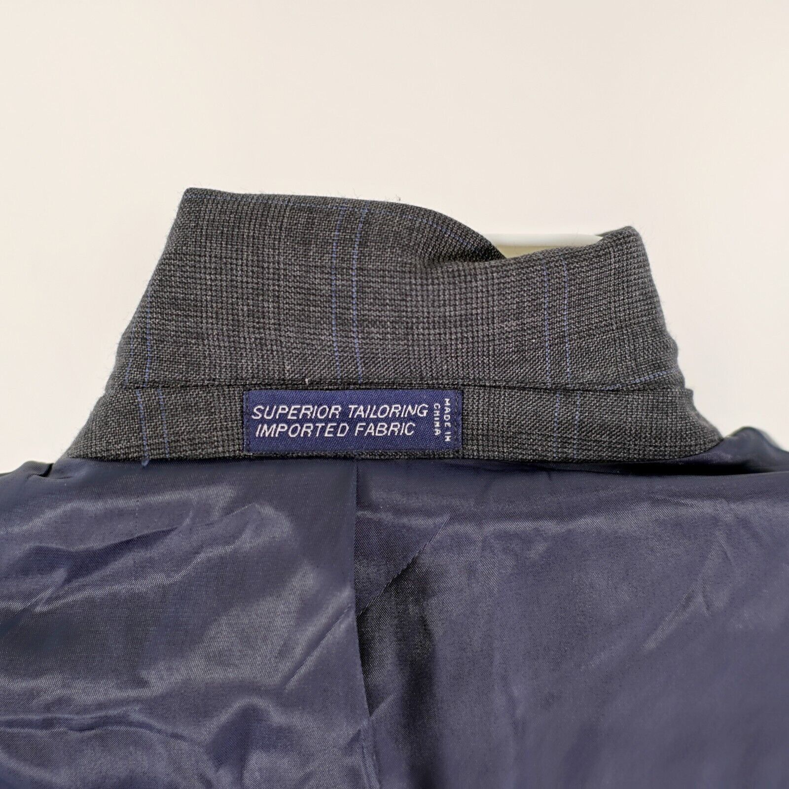Nautica DAMAGED Nautica Wool Gray Glen Plaid W/ Blue Windowpane 2 Bu Size 42R - 13 Thumbnail