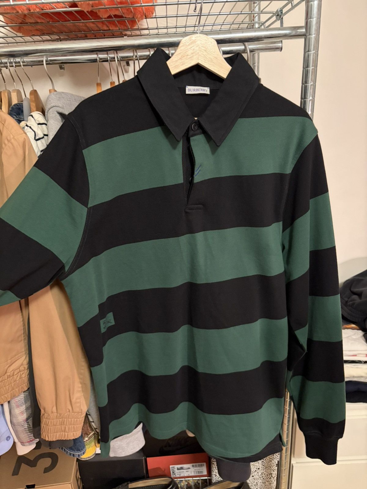 Burberry long sleeve striped polo