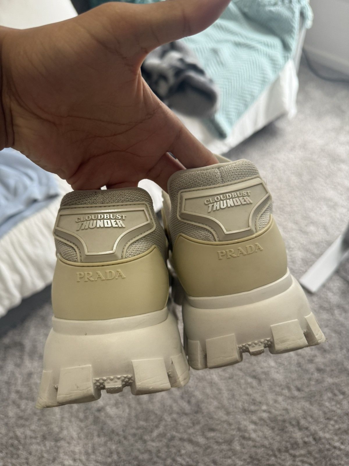 Prada Grey and cream prada shoes Size US 8 / EU 41 - 4 Thumbnail