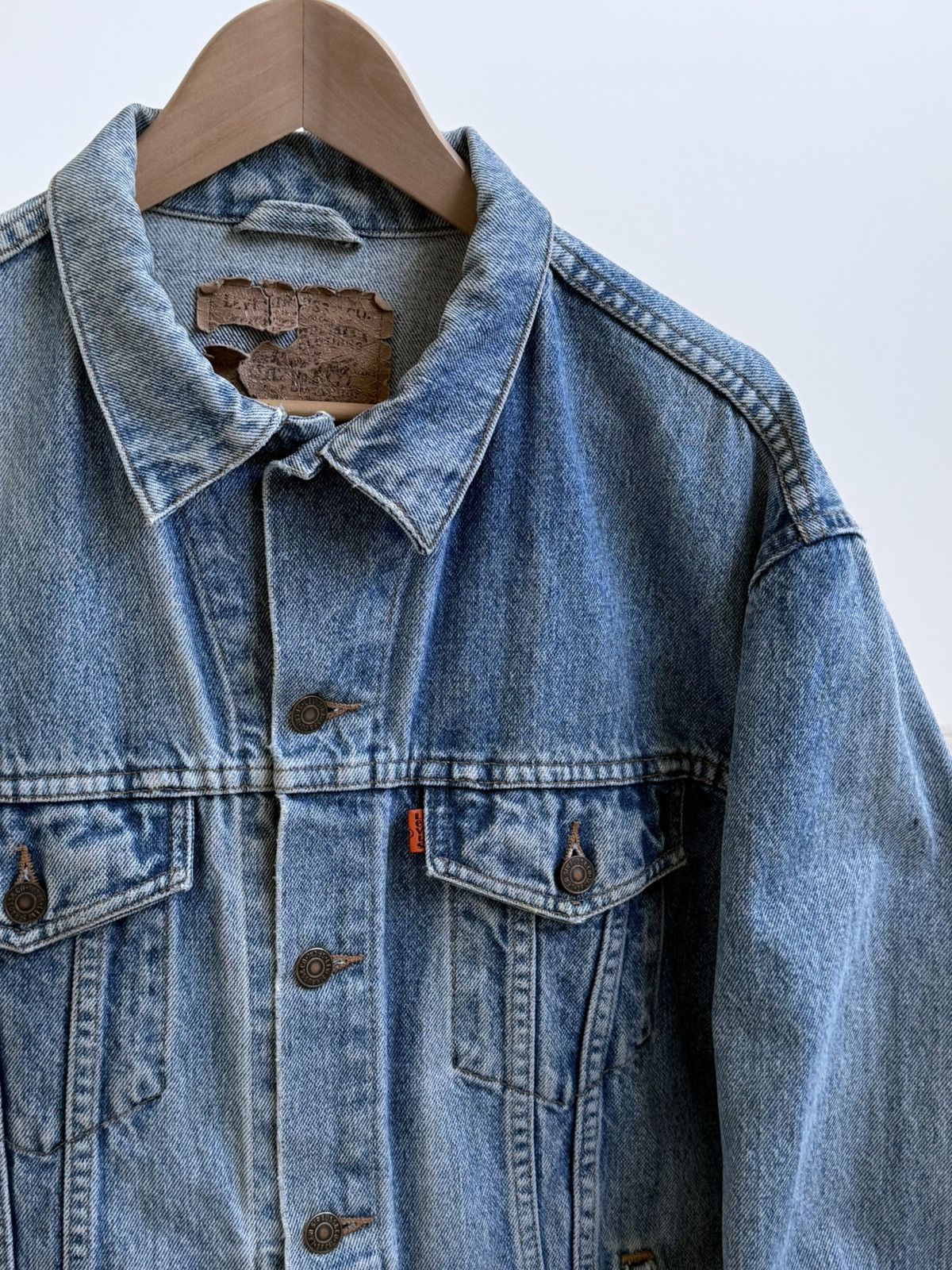 Levi's Vintage 80s Levi’s Orange Tab Washed Denim Jacket Size US L / EU 52-54 / 3 - 2 Thumbnail