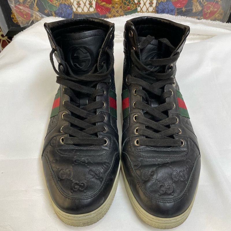 Gucci Gucci Leather Black High-Top Sneakers Size US 8 / EU 41 - 2 Thumbnail