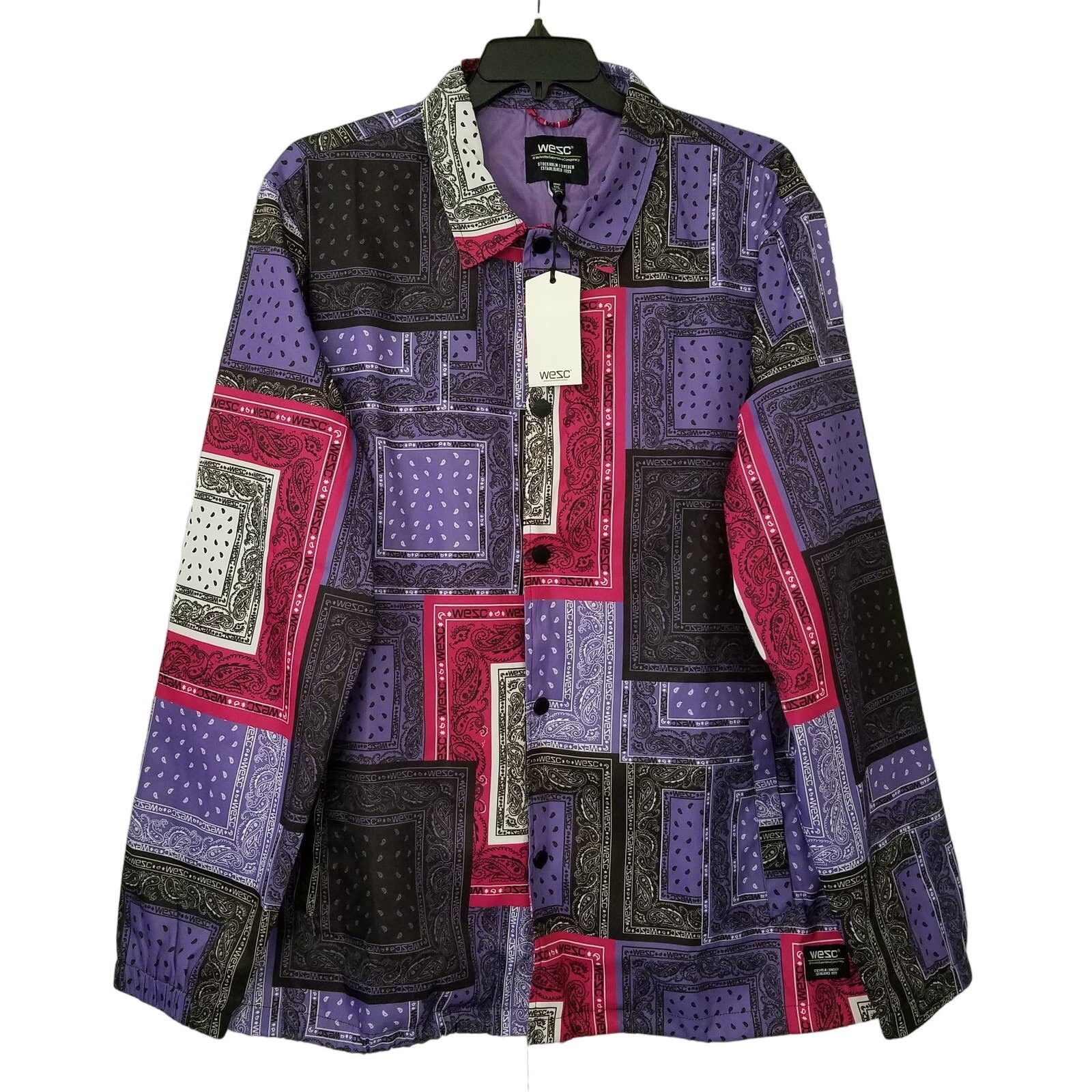 WeSC Wesc Coach Patchwork Bandana Jacket Paisley Purple Mens XXL Size US XXL / EU 58 / 5 - 1 Thumbnail