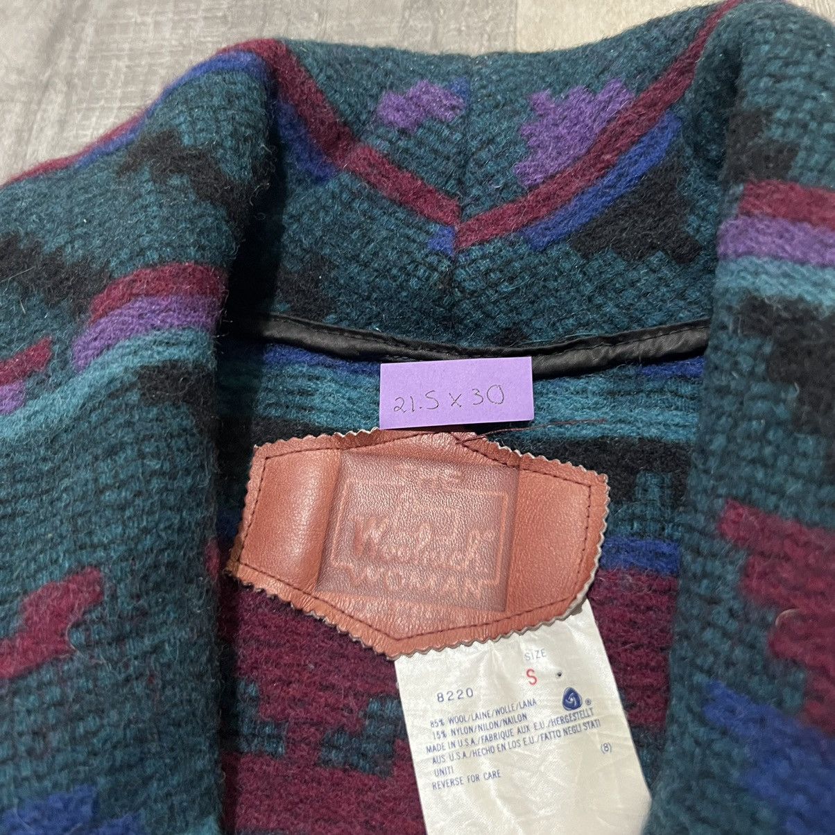 Vintage × Woolrich Woolen Mills VTG Woolrich Womans Heavy Wool Teal Southwestern Aztec Coat Size S / US 4 / IT 40 - 5 Thumbnail