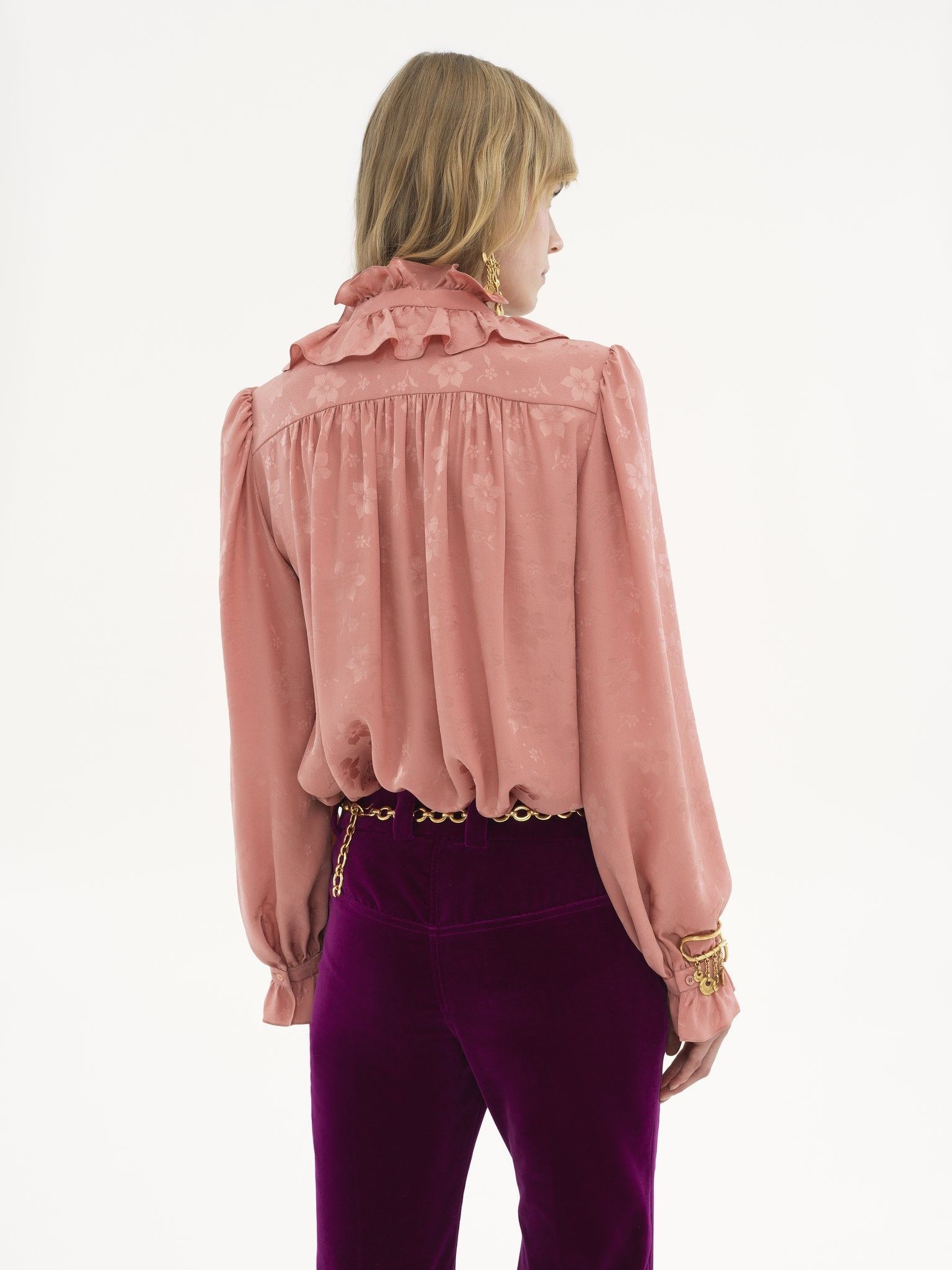 Chloe o1loc1c11125 Fluid Top Blouse in Wilde Pink Size L / US 10 / IT 46 - 4 Thumbnail