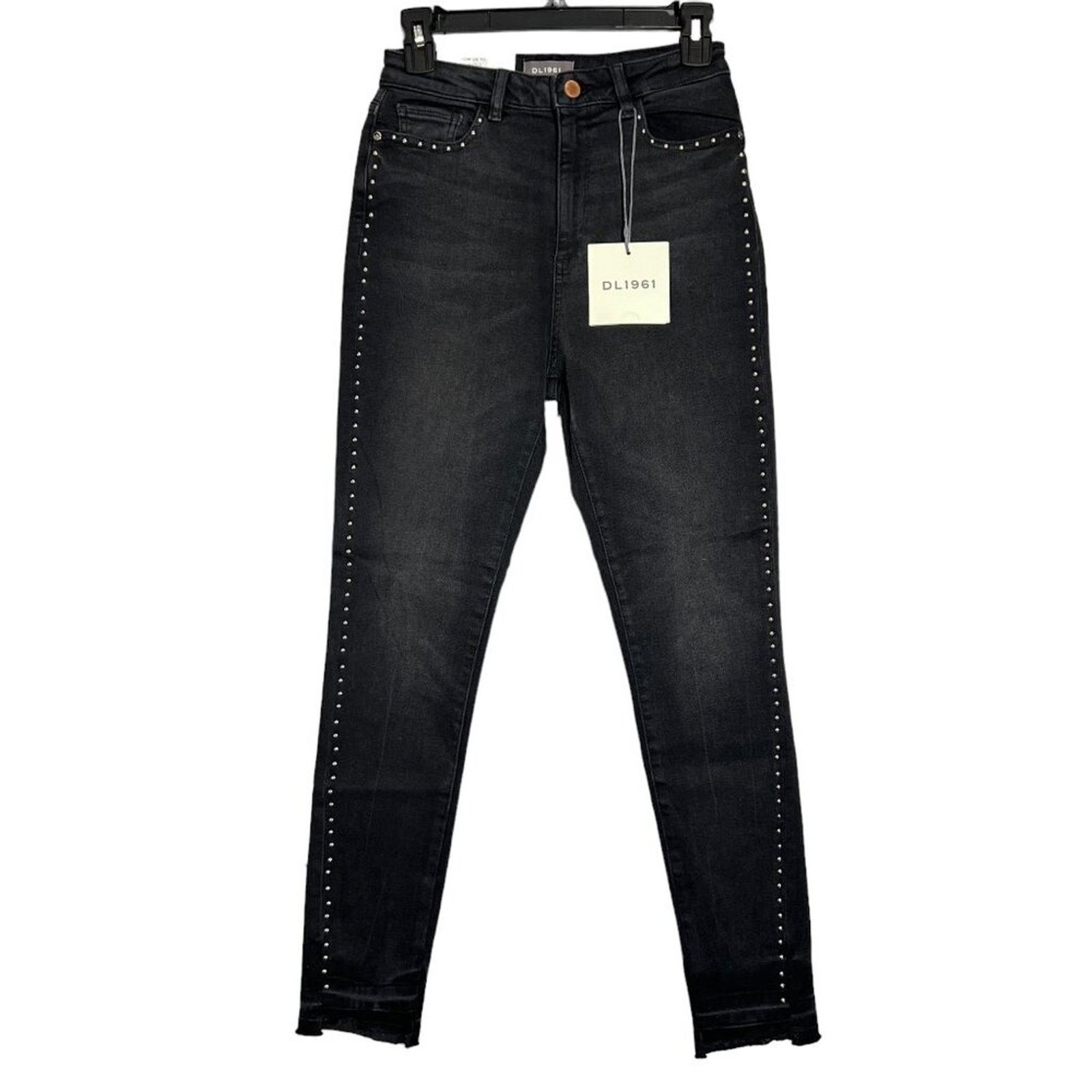 DL1961 DL1961 Chrissy Skinny Jeans Black Studded Size 26 Size 26" / US 2 / IT 38 - 3 Thumbnail