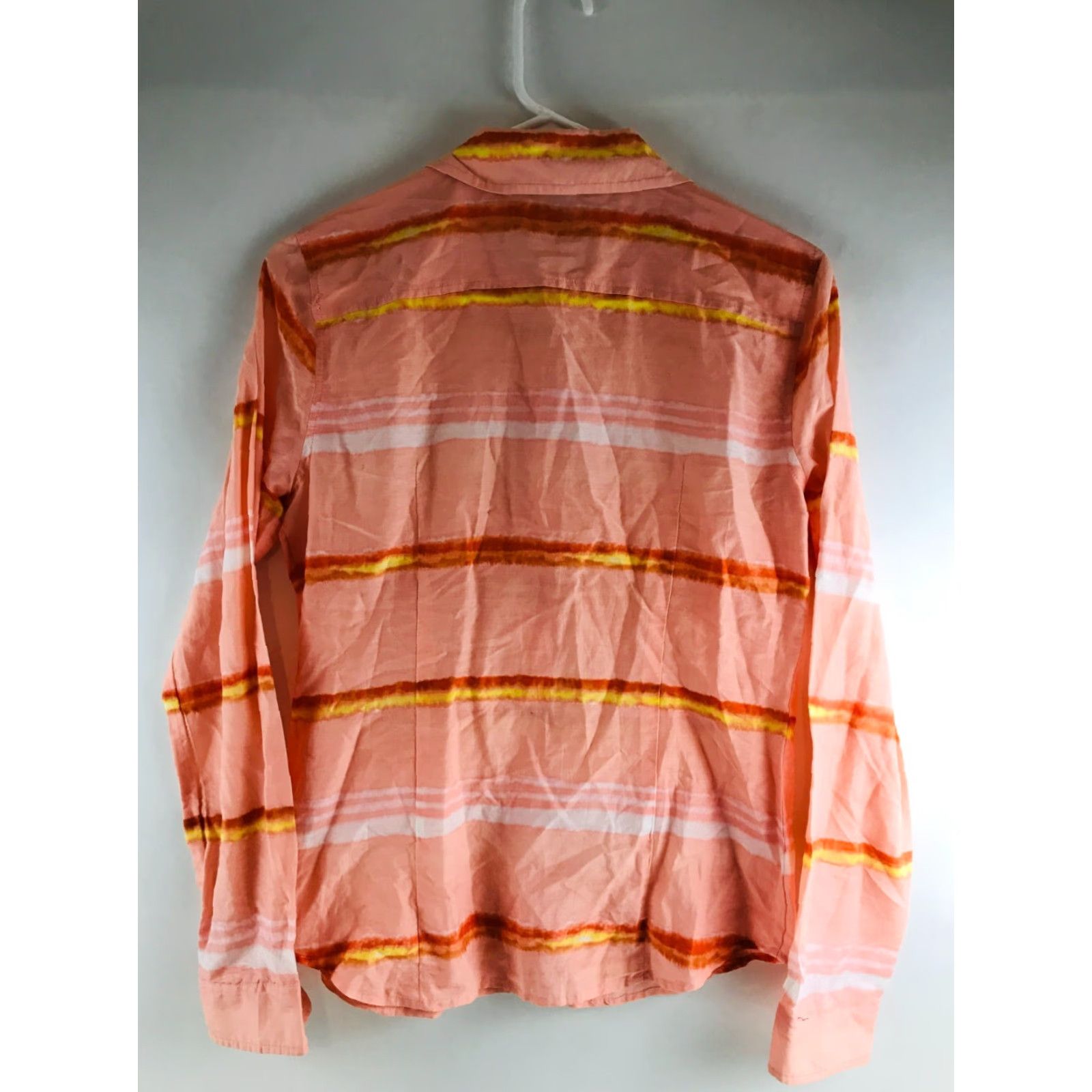Vintage JCP Blouse Women's S Silk Blend Button Up Long Sleeve Orange Yellow Peach Size S / US 4 / IT 40 - 2 Thumbnail