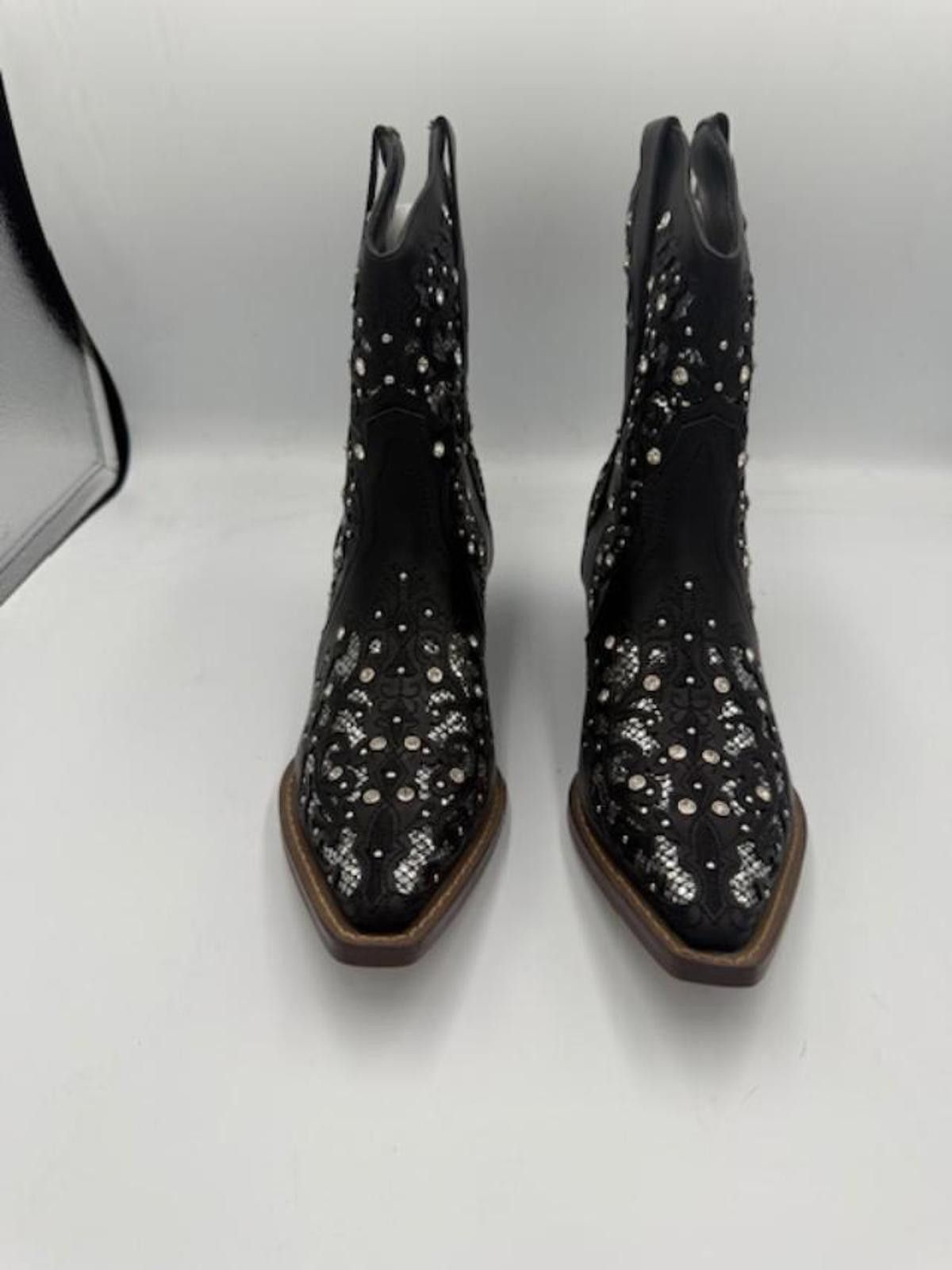 Unknown London Black Embellished Western Cowgirl Ankle Boots Size 7 Size ONE SIZE - 2 Thumbnail
