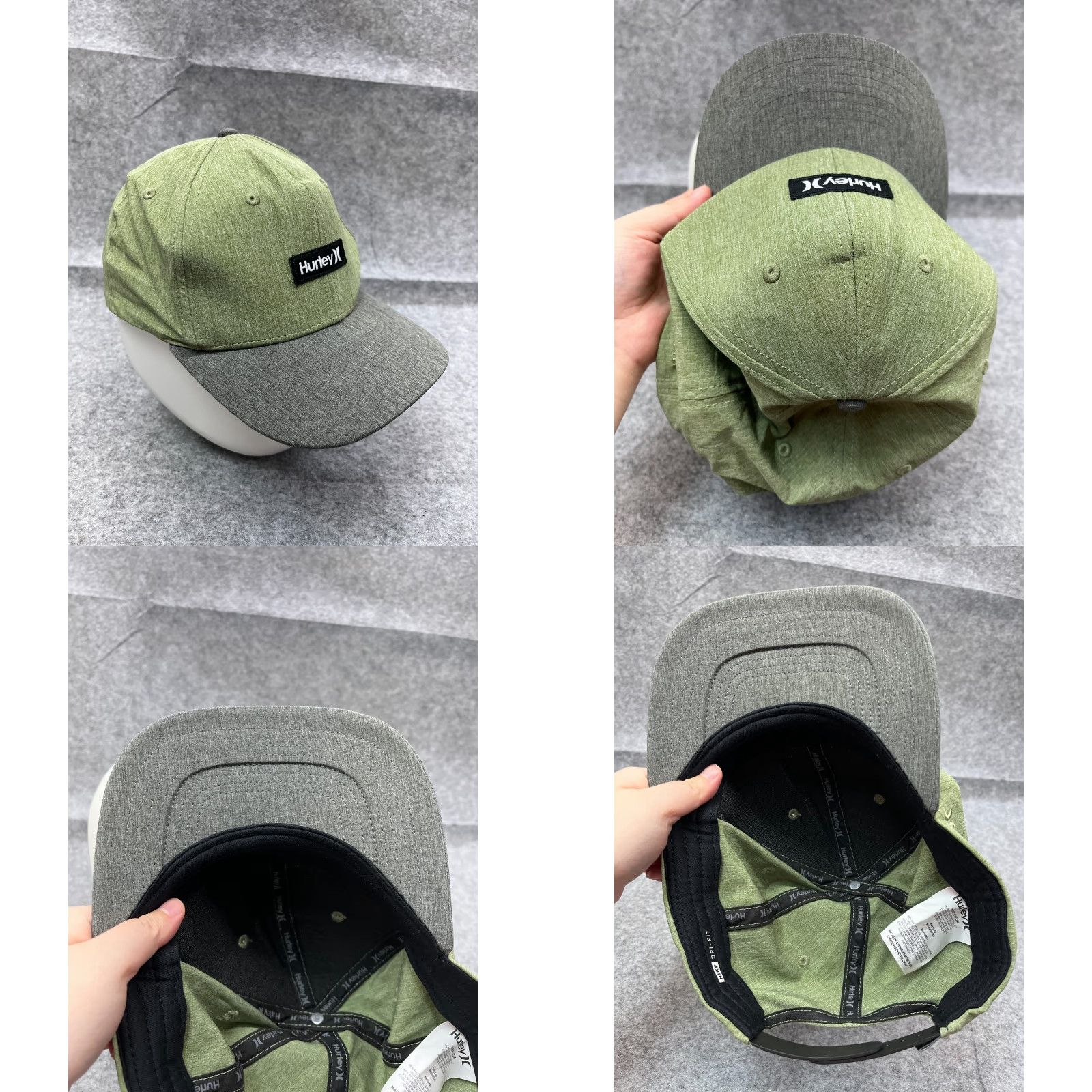 Hurley Hurley Nike Hat Cap Snap Back Adult One Size Green Polyester Dri-Fit Skate Baseball Hat Cap Mens Green Snapback 90s Theme Beach Size ONE SIZE - 8 Thumbnail