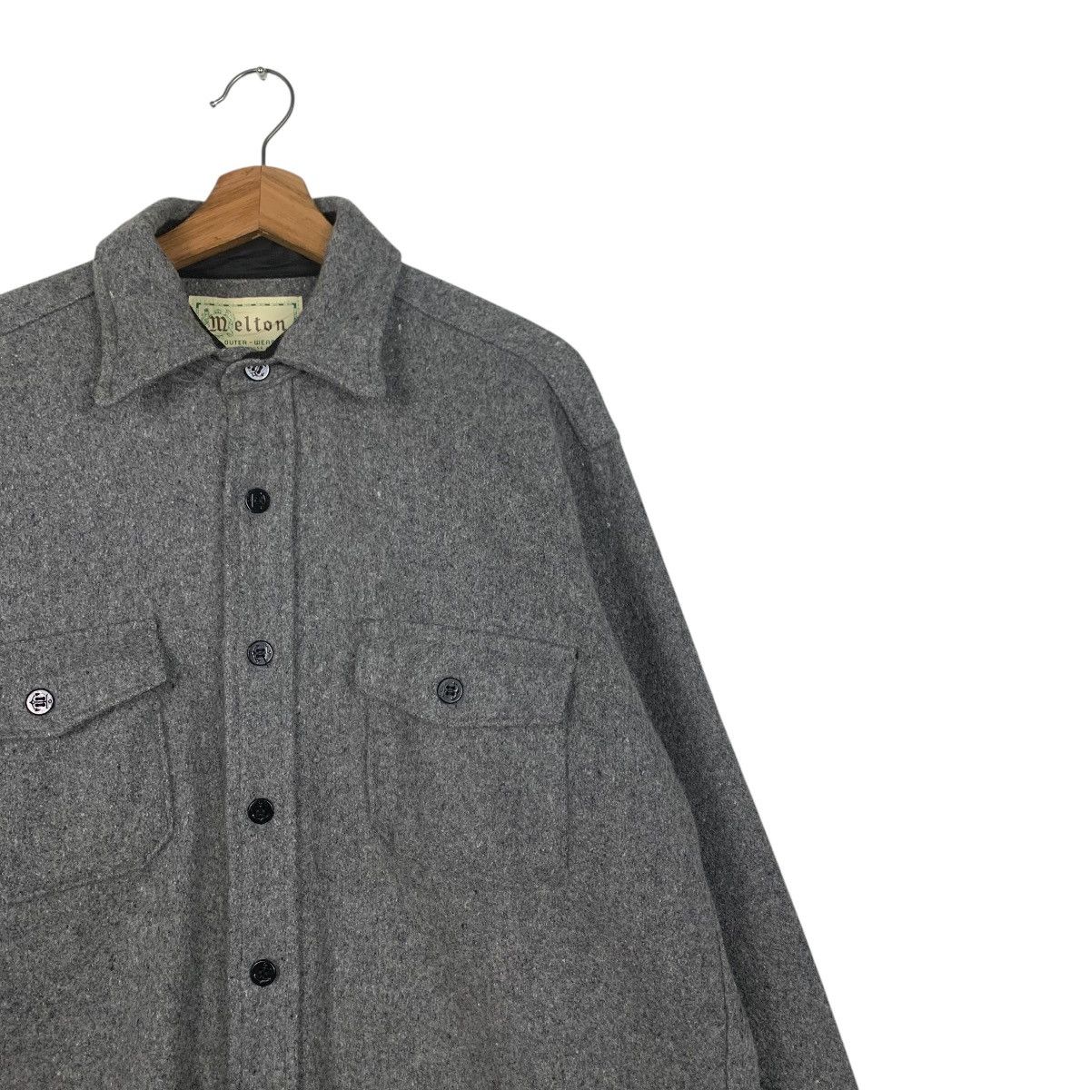 Flannel MELTON Made in Usa Outerwear Wool Gray Flannel #1813-C20 Size US L / EU 52-54 / 3 - 5 Thumbnail
