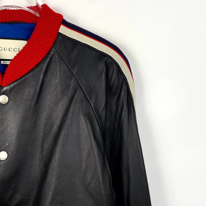 Gucci Gucci Black logo letter leather jacket 2501-Nextarrow Size US S / EU 44-46 / 1 - 3 Thumbnail