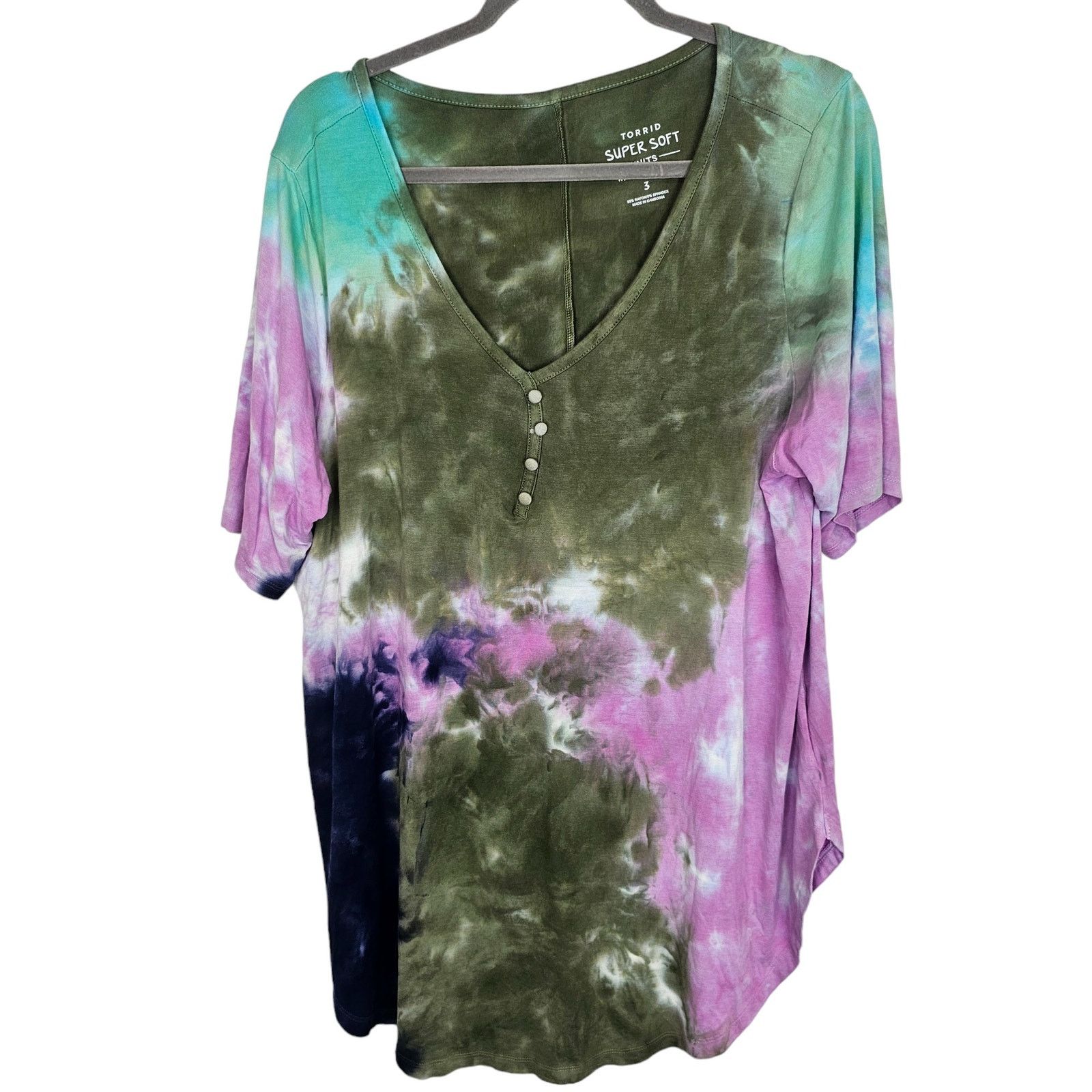 Torrid Torrid Super Soft Knits Tie Dye Tunic Henley Size 3X Stretch Size 3XL / US 20-22 - 2 Thumbnail