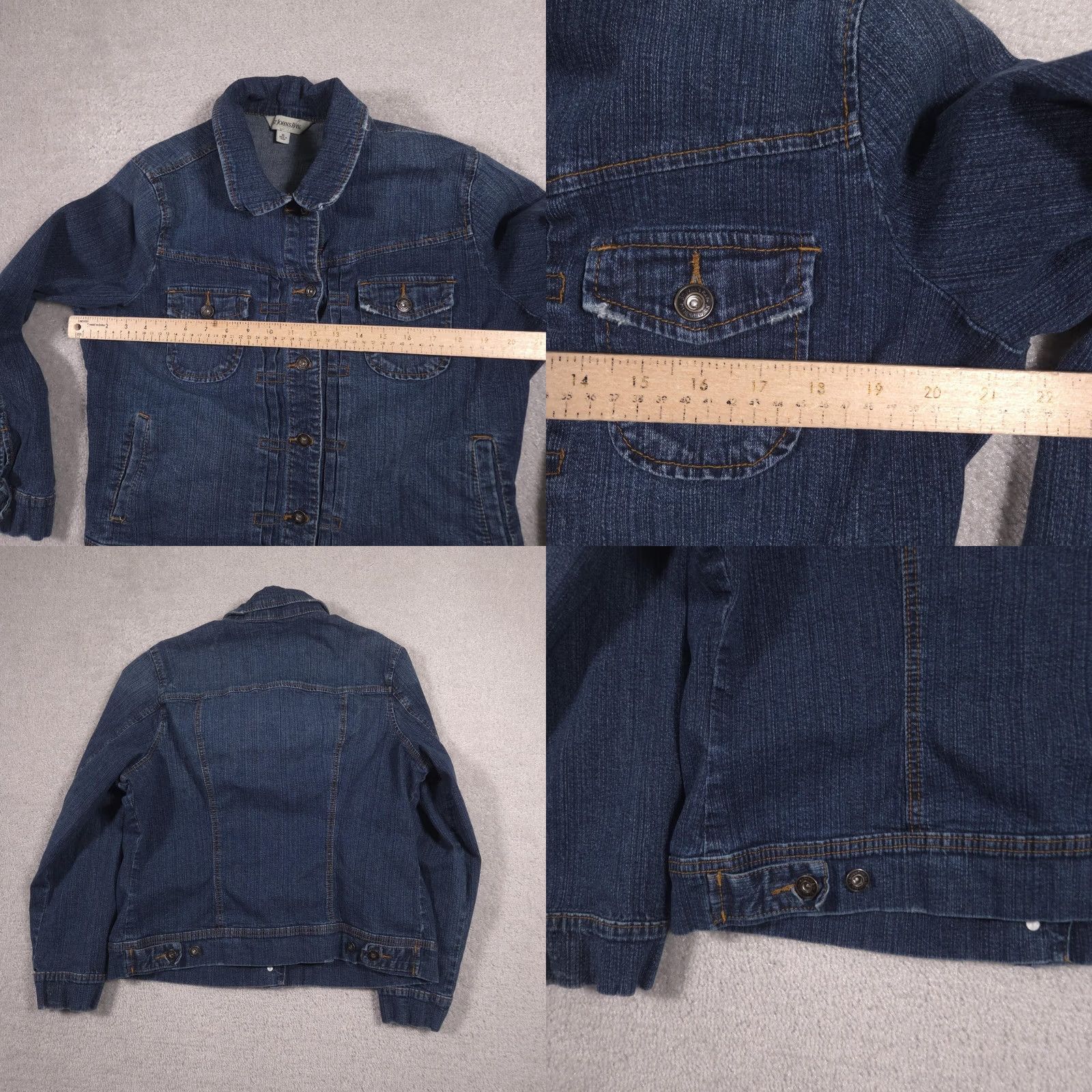 Vintage VINTAGE St Johns Bay Jacket Womens XL Blue Denim Jean Button Front Casual Pockets Size 40" / US 18 - 8 Thumbnail