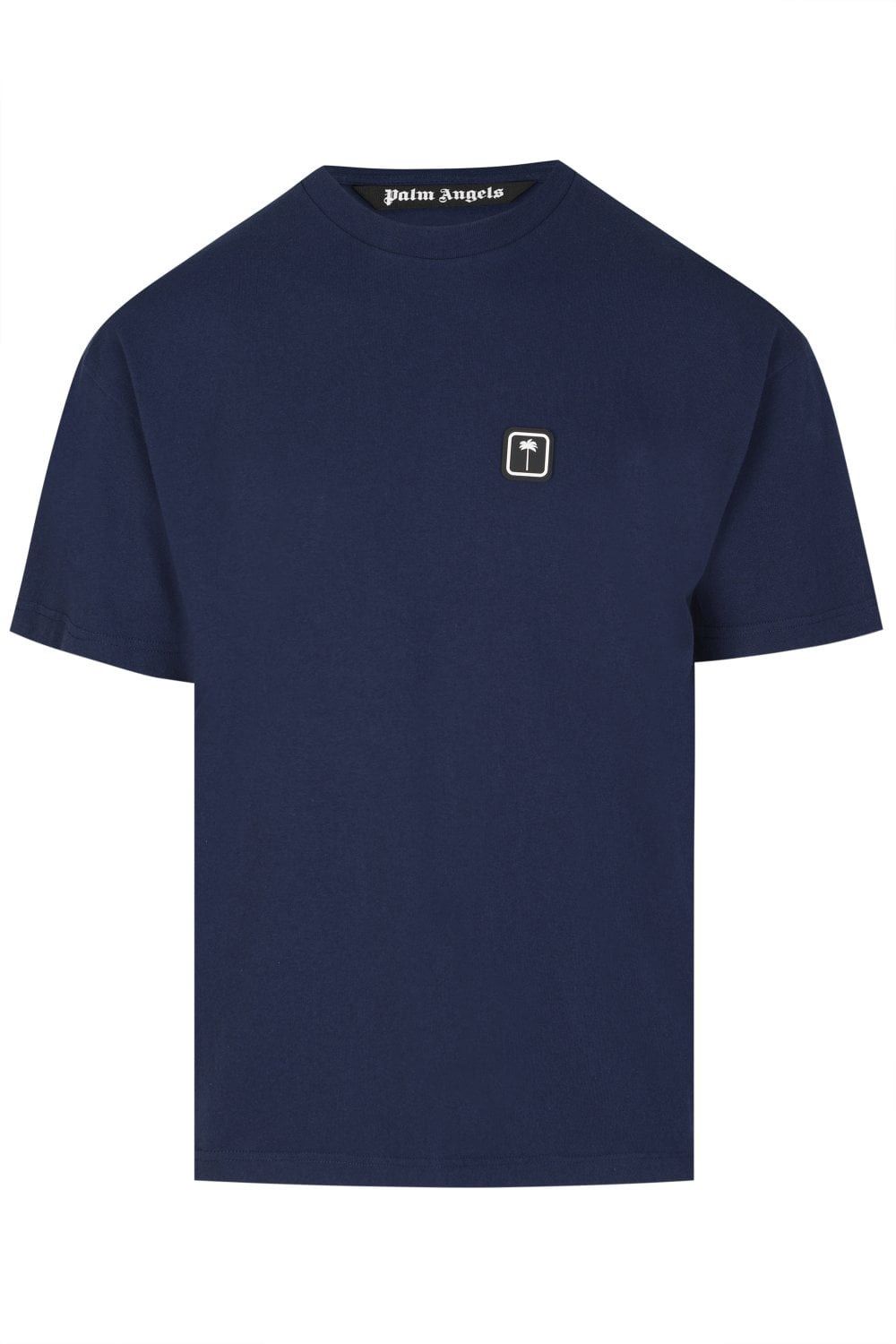 Palm Angels o1y0325 Logo Crewneck T-Shirt in Navy Blue Size US XXS / EU 40 - 1 Thumbnail