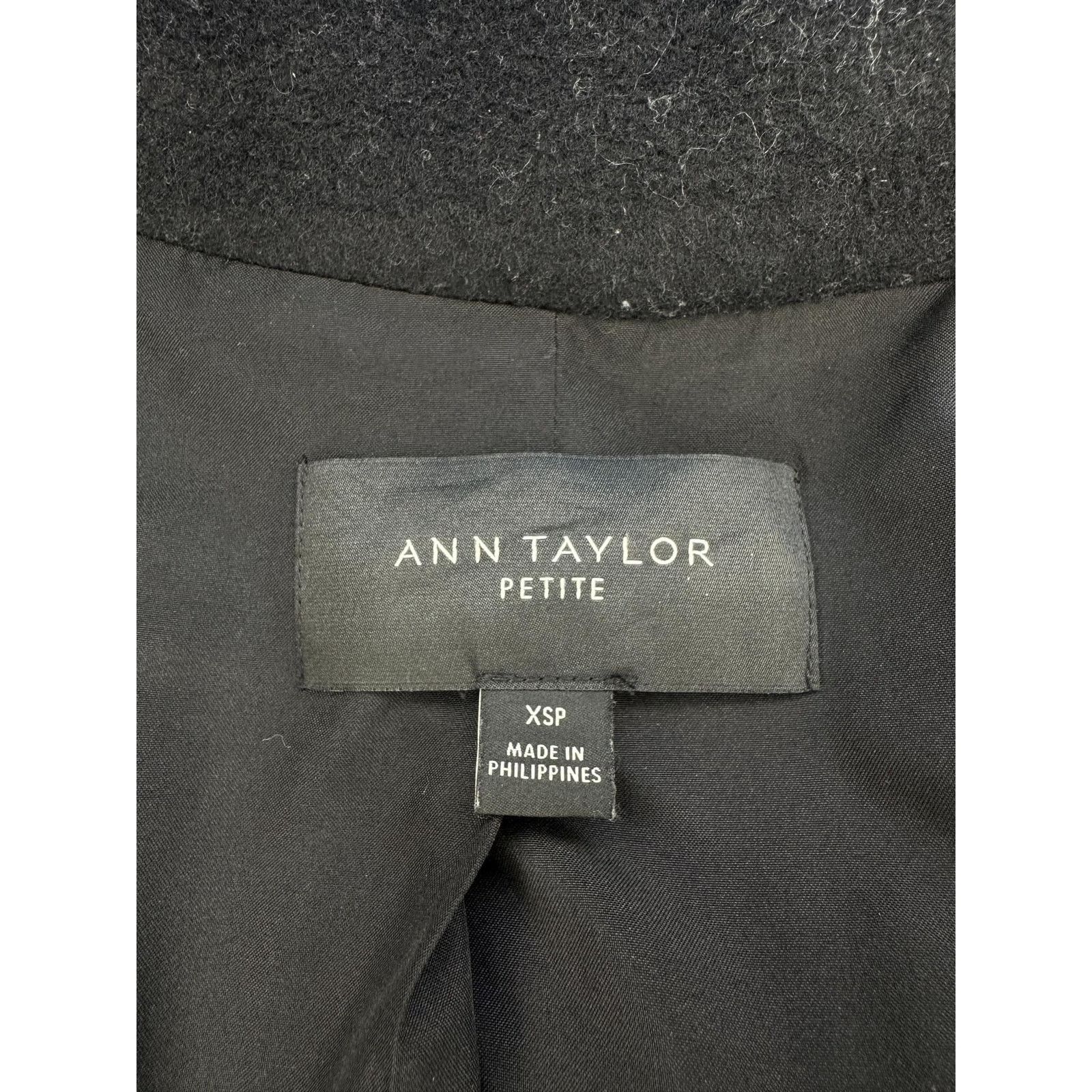 Other Ann Taylor Petite Shawl Collar Tie Waist Wrap Coat Black XSP Size XS / US 0-2 / IT 36-38 - 6 Thumbnail