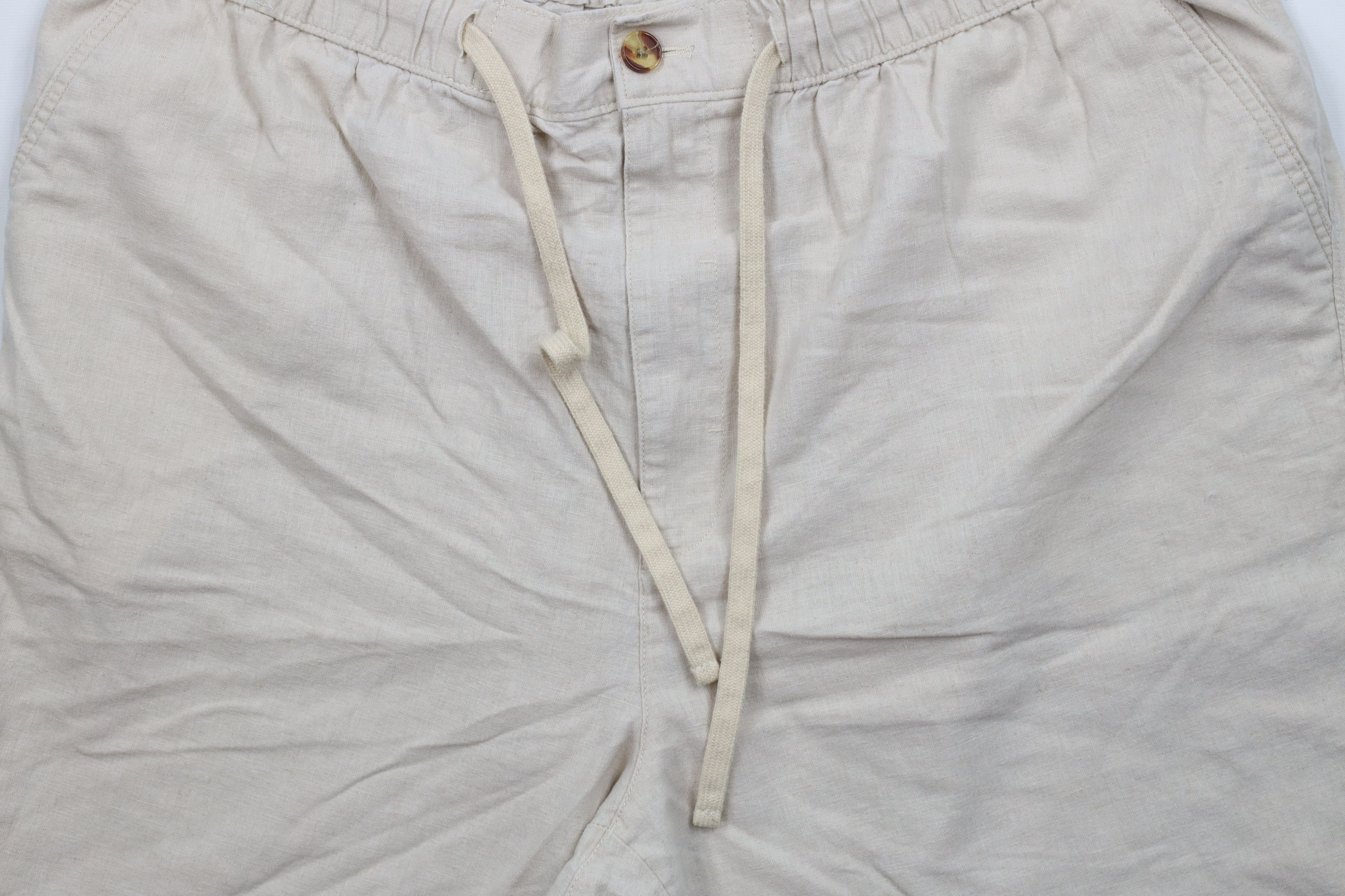 Vintage Vintage 90s Y2K Streetwear Fit Linen Blend Shorts Beige Size US 36 / EU 52 - 3 Thumbnail