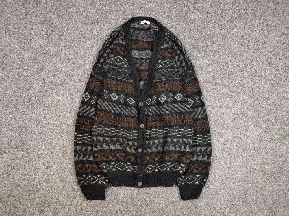 Japanese Brand Vintage 90's Japanese Patterned Cardigan Knitted Sweater Size US L / EU 52-54 / 3 - 1 Thumbnail