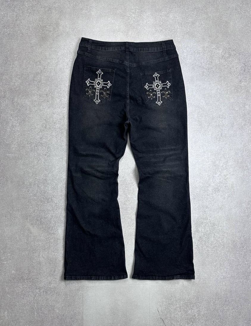 Japanese Brand Vintage 90's Cross Patch Flared Denim Jeans Y2K 34 Size US 34 / EU 50 - 1 Thumbnail