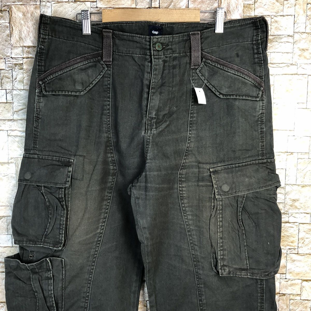 Japanese Brand Gap Black faded Cargo utility Multipocket Pants #A737 Size US 36 / EU 52 - 5 Thumbnail