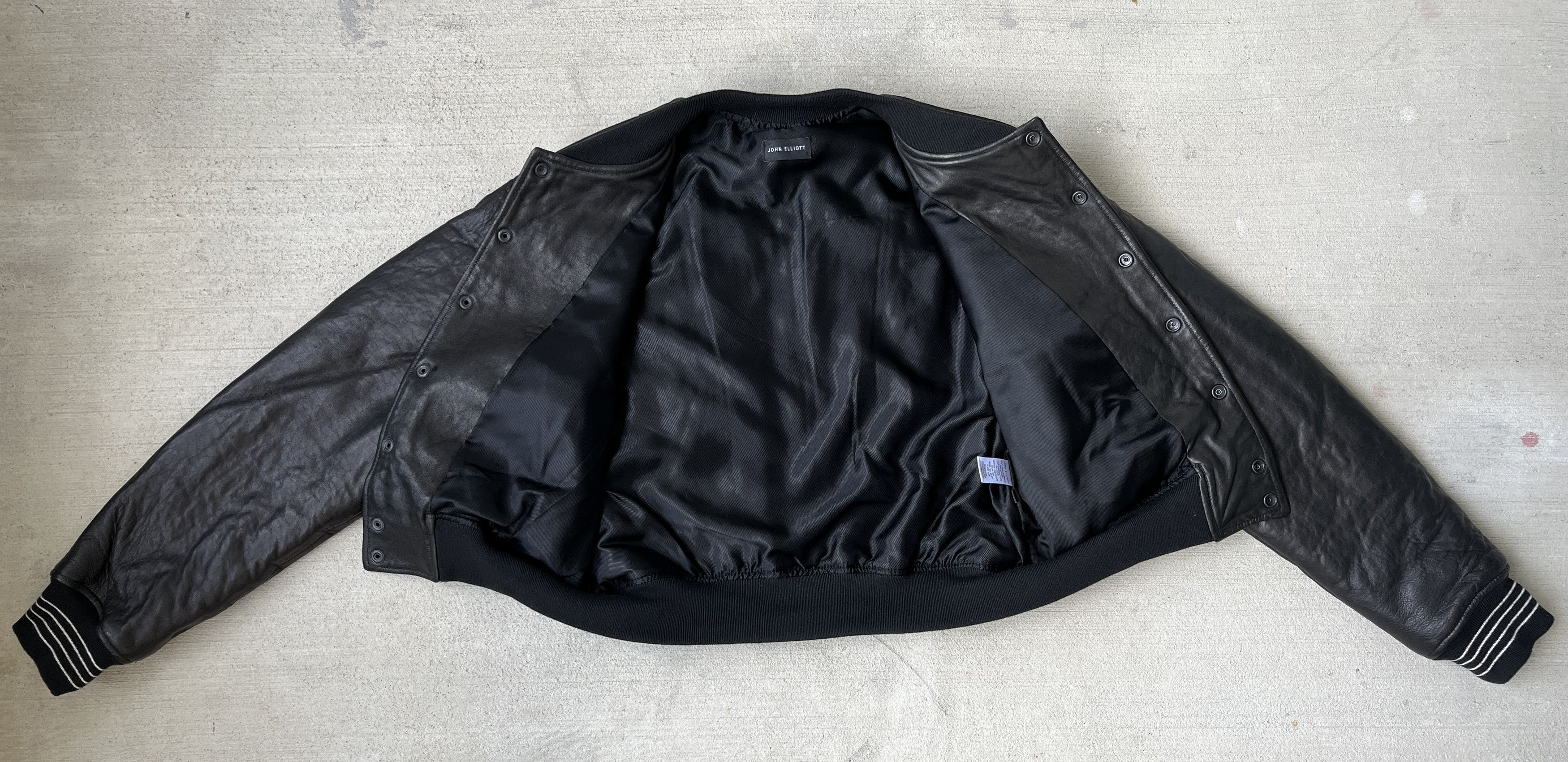 John Elliott John Elliott Leather Cropped Stadium Jacket Size XL / US 12-14 / IT 48-50 - 4 Thumbnail