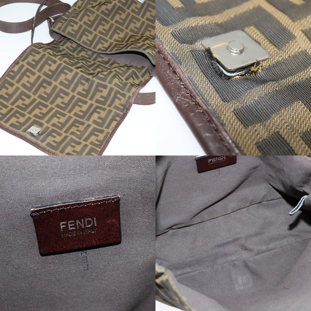 Fendi FENDI Zucca Canvas Shoulder Bag Black Brown Size ONE SIZE - 11 Thumbnail