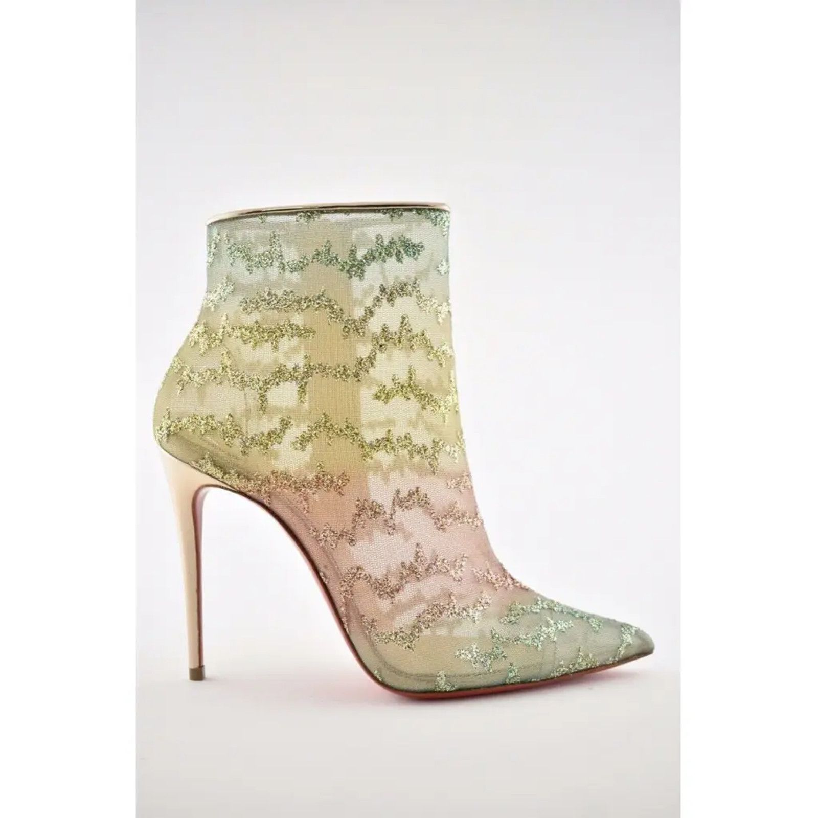 Christian Louboutin Christian Louboutin Nancy Bootie 100 Multicolor Glitter Mesh Size US 10 / IT 40 - 2 Thumbnail