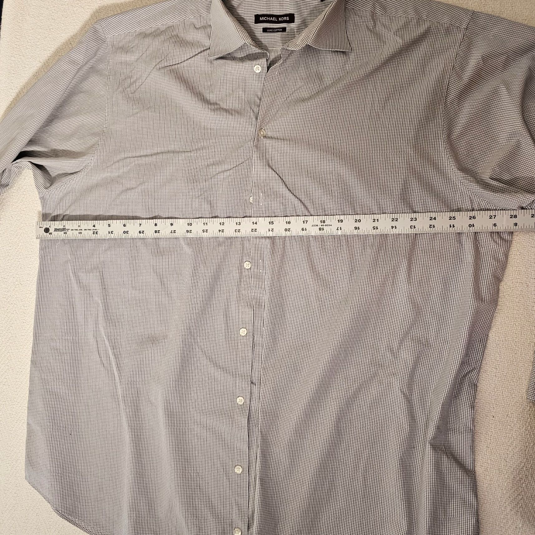 Michael Kors Michael Kors Shirt Men's 17.5 34 White Check Button-Up Long Sleeve Luxe Cotton Size US XXL / EU 58 / 5 - 5 Thumbnail
