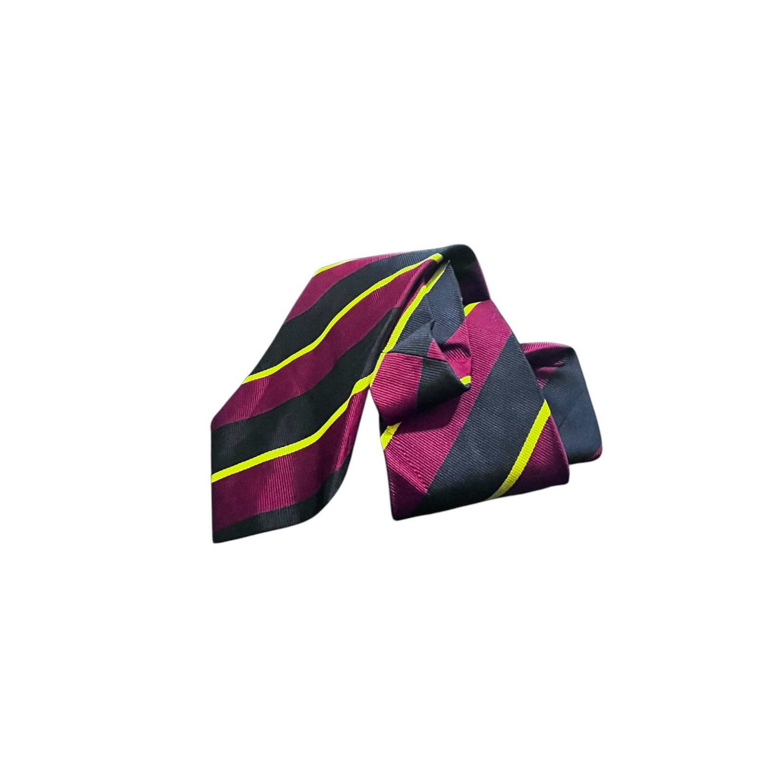 Lands' End Lands' End Maroon Navy Gold Stripe Men's 100% Silk Ties Size ONE SIZE - 3 Thumbnail