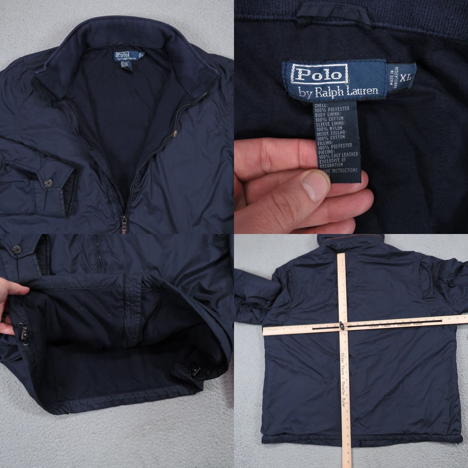 Polo Ralph Lauren VINTAGE Polo Ralph Lauren Jacket Men XL Navy Leather Trim Pony Fleece Lined Coat Size US XL / EU 56 / 4 - 8 Thumbnail