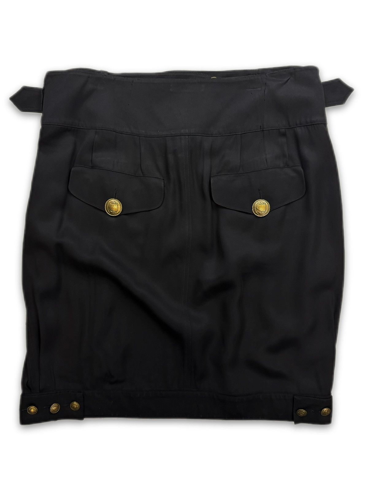 Balmain Balmain Belted ‘Coin’ Button Black Pleated Skirt Size 33" - 3 Thumbnail
