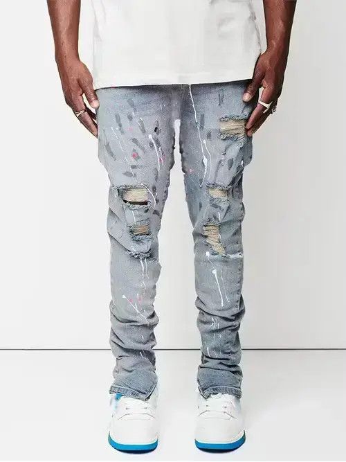 Other Paint Slim Fit Cotton Ripped Denim Pants Size US 33 - 1 Thumbnail