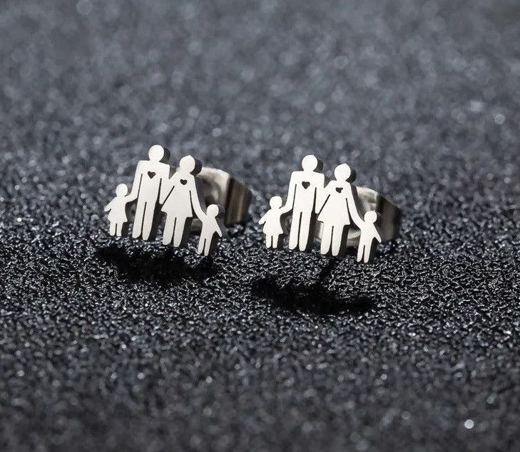 Jewelry Family Mini Stud Earrings Charm Earring Gift Size ONE SIZE - 1 Thumbnail