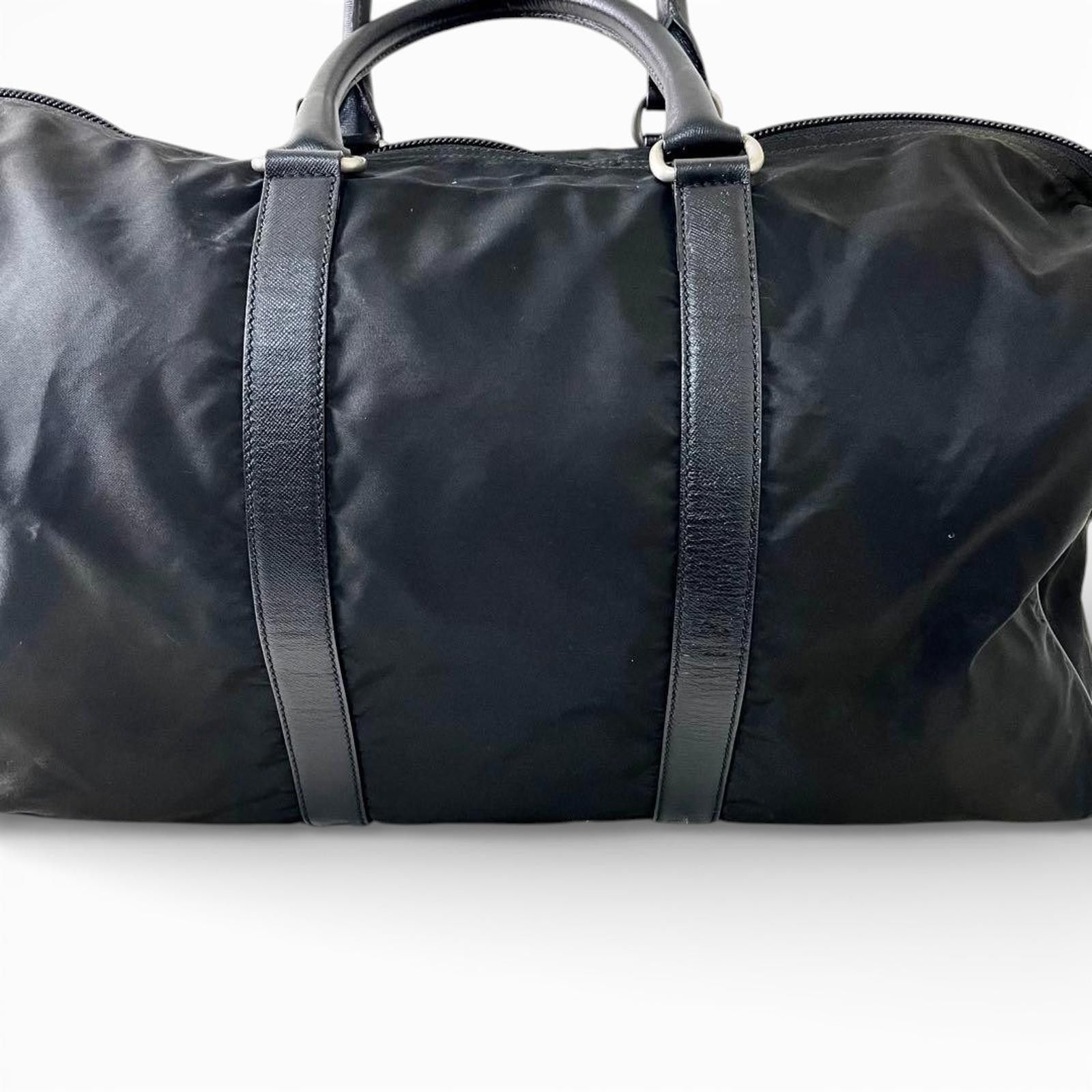 Prada Prada - Black Nylon Leather Travel Bag Size ONE SIZE - 3 Thumbnail