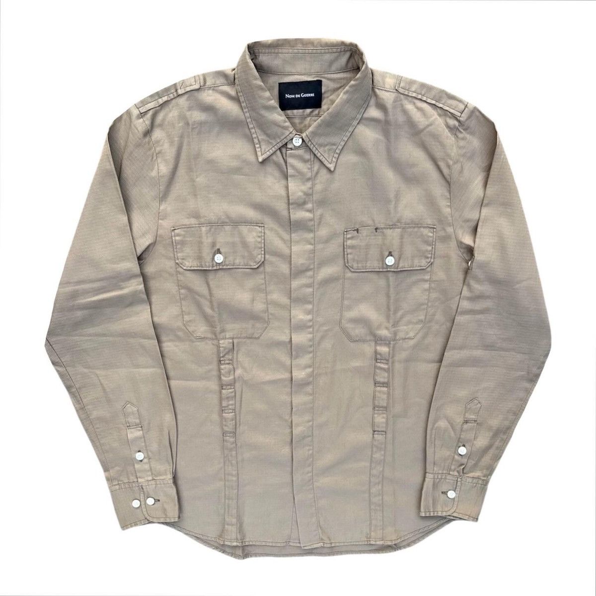 Beams Plus × Engineered Garments Nom De Guerre Beige Military Work Shirt Size US S / EU 44-46 / 1 - 1 Thumbnail