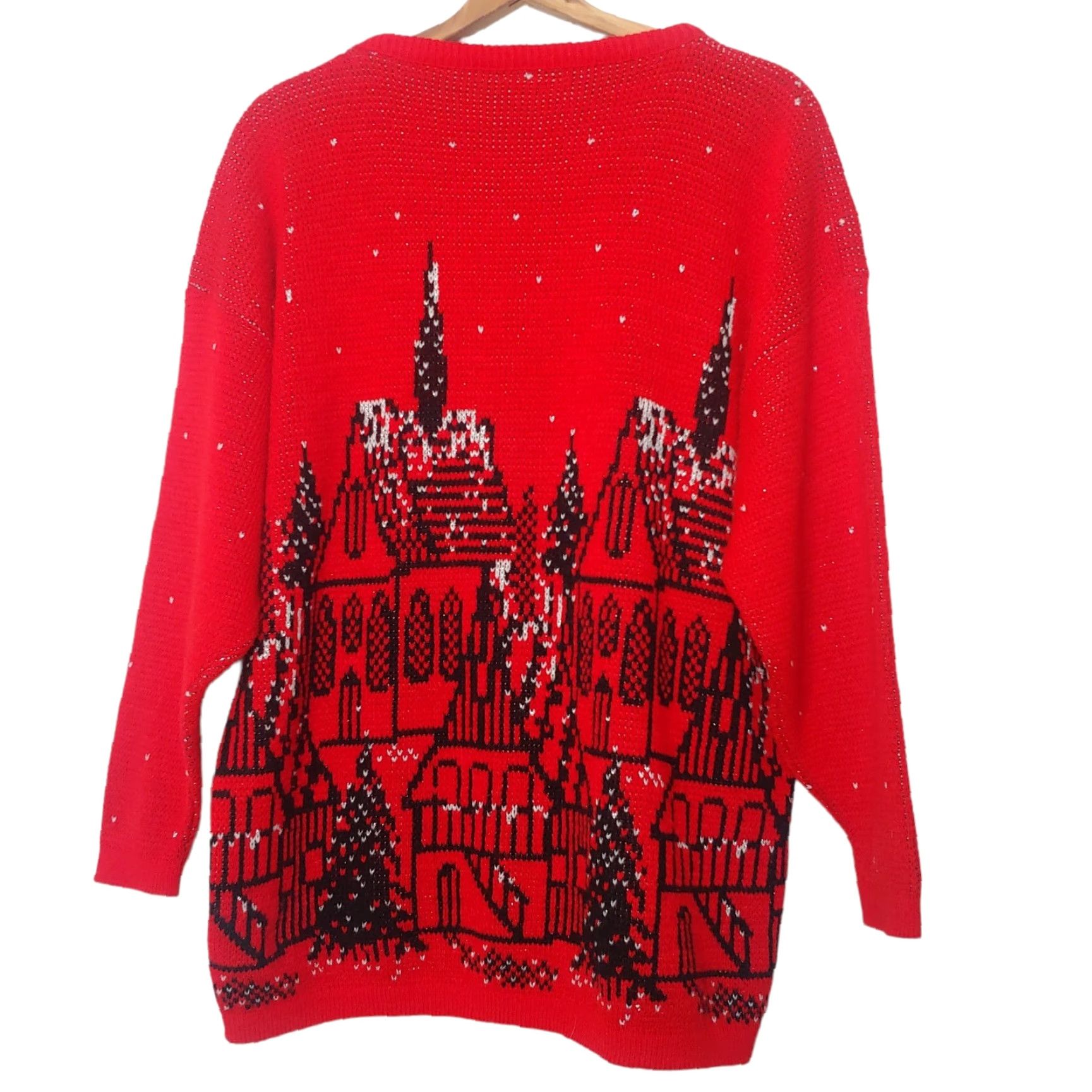 Vintage VINTAGE Christmas Sweater Village Precious Knits Plus Size XL Holiday Red Acrylic Blend Womens Size XL / US 12-14 / IT 48-50 - 2 Thumbnail
