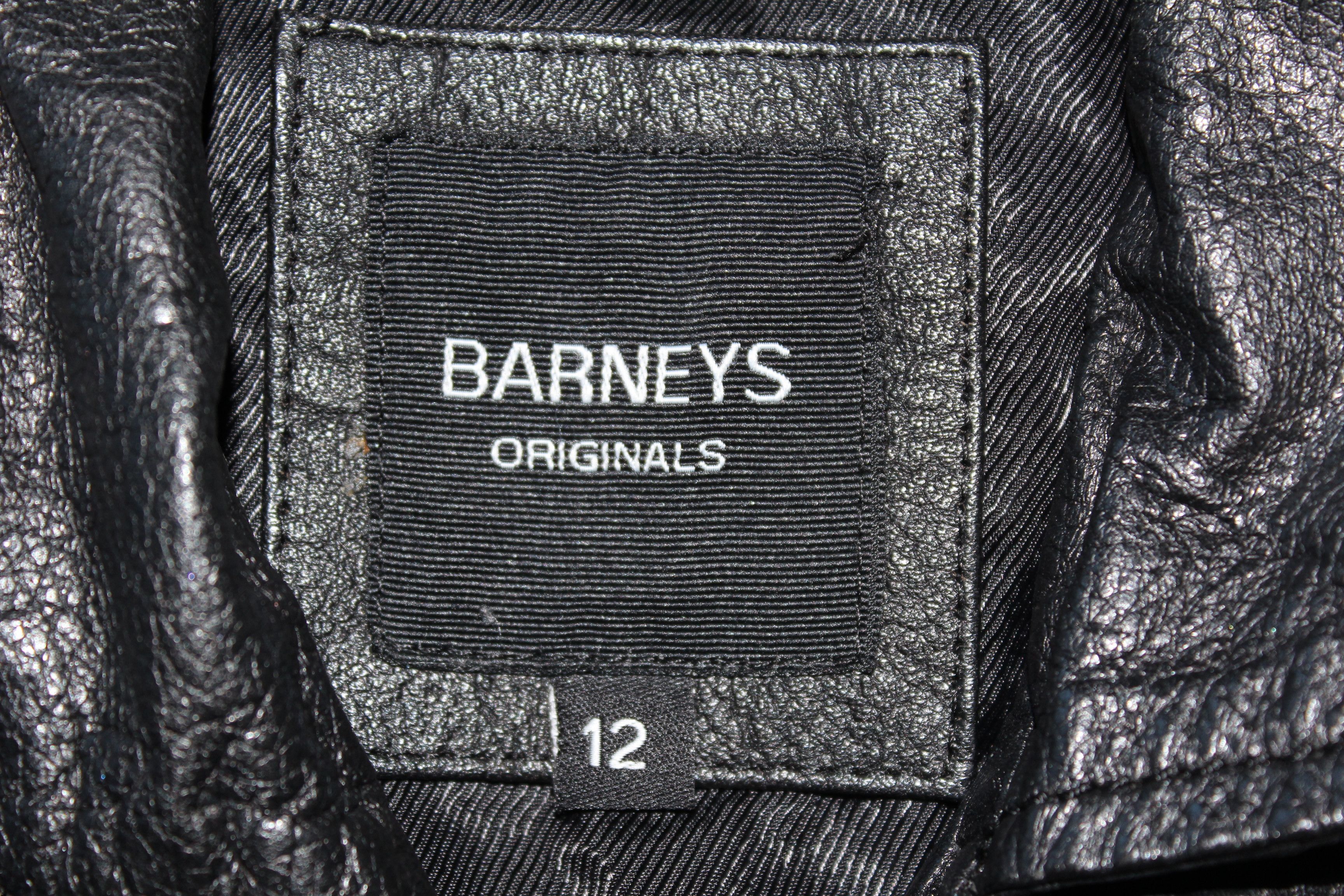 Barneys New York BARNEYS ORIGINAL Black Leather Biker Jacket Size L / US 10 / IT 46 - 7 Thumbnail