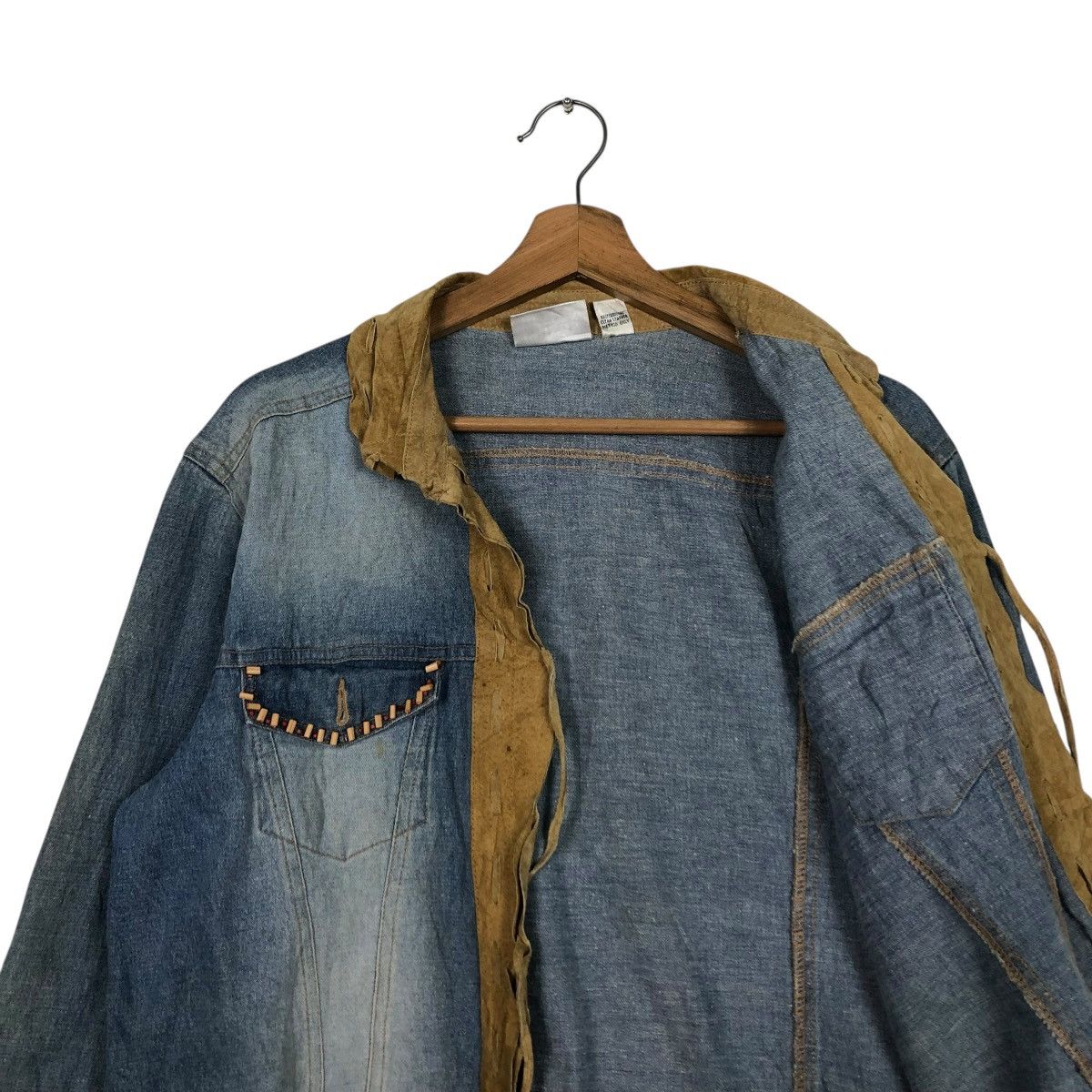 Japanese Brand 🔥VINTAGE DENIM BIKER JACKET LEATHER COLLAR CHICO’s KAPITAL Size US M / EU 48-50 / 2 - 14 Thumbnail