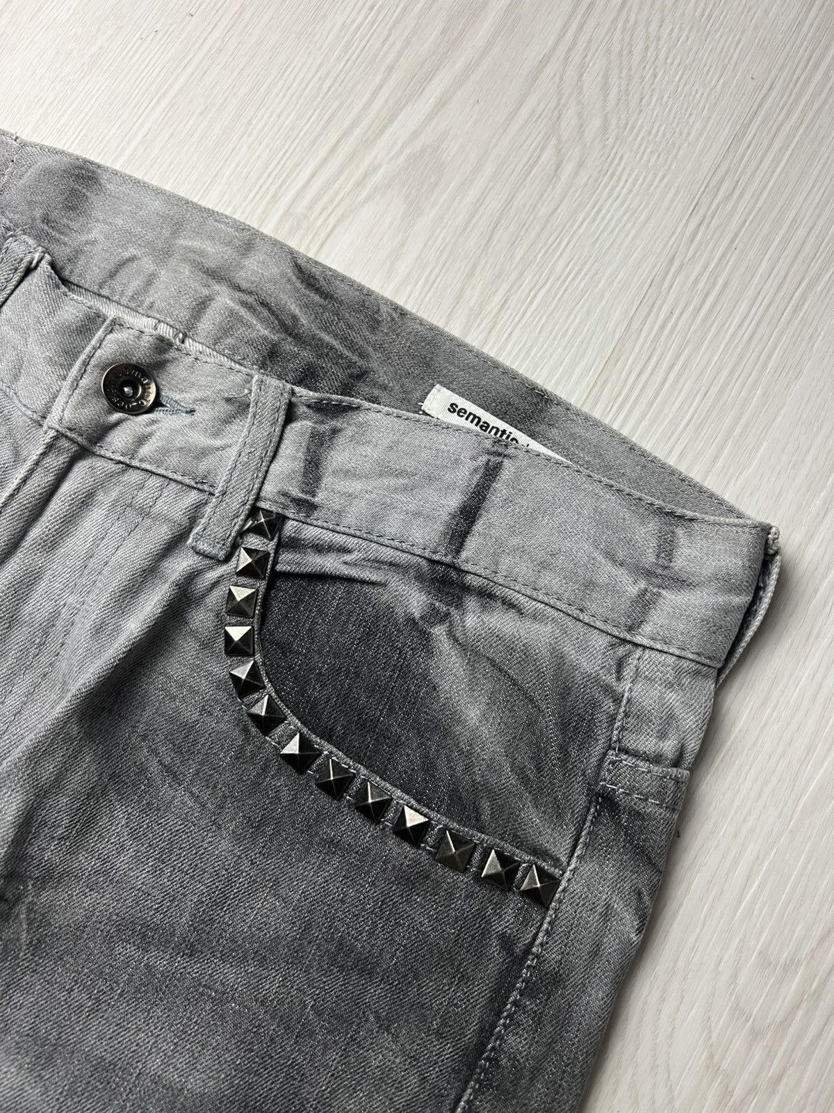 If Six Was Nine × Le Grande Bleu (L.G.B.) × Tornado Mart Semantic Design Spike Studded Mudwash Flared Denim Size US 31 - 4 Thumbnail