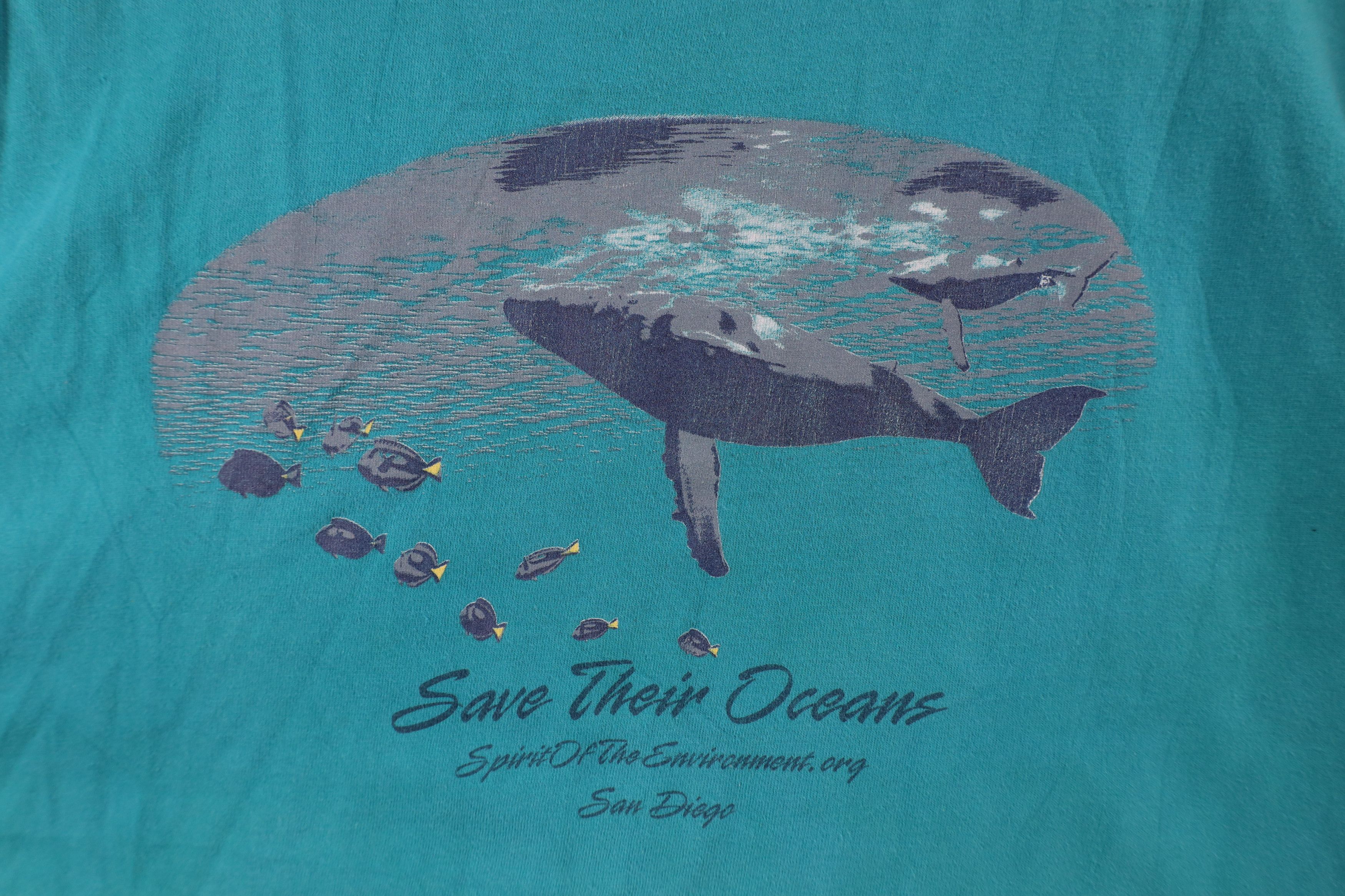 Vintage Vintage 90s Streetwear Day Ocean Whale Fish T-Shirt Teal USA Size US XL / EU 56 / 4 - 4 Thumbnail