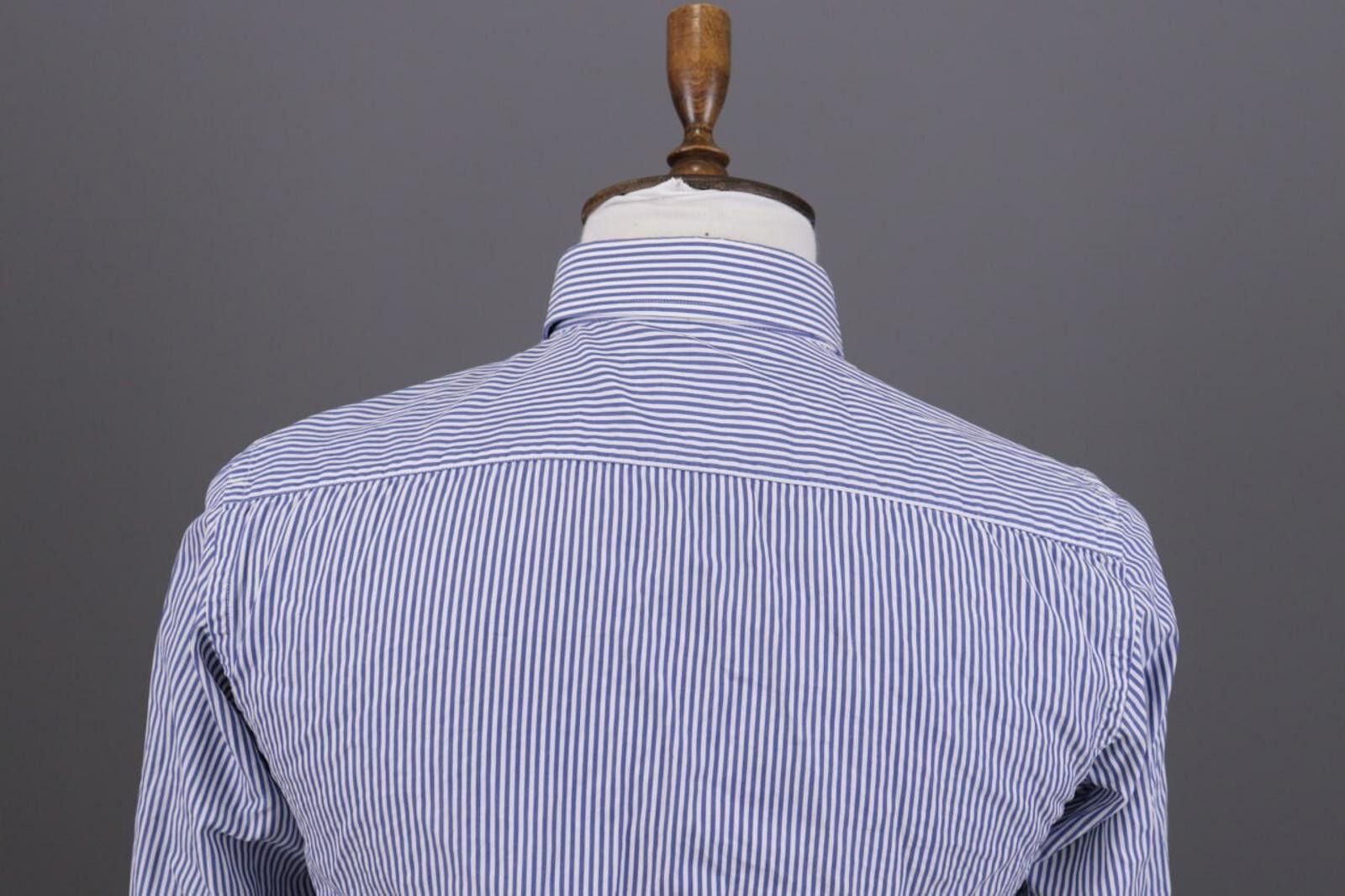 Designer Men Boggi Milano Blue Stripe Button Up Shirt Size 38 Size US M / EU 48-50 / 2 - 10 Thumbnail