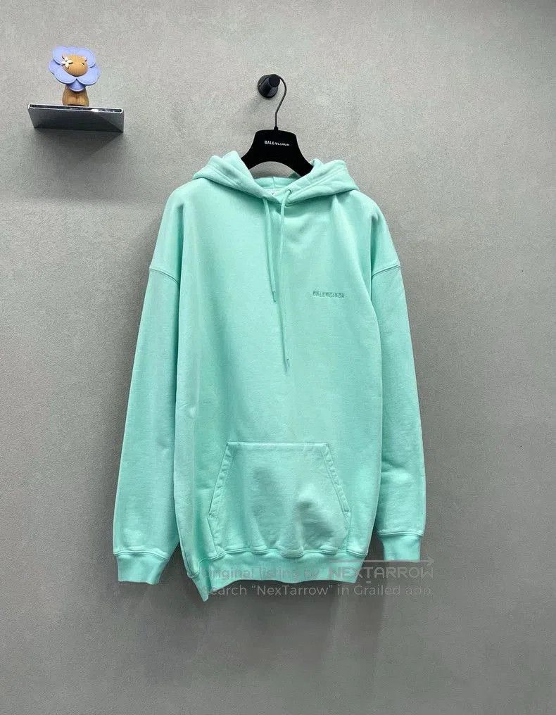 Balenciaga Balenciaga Green Logo Embroidered Hoodie. Size US M / EU 48-50 / 2 - 2 Thumbnail