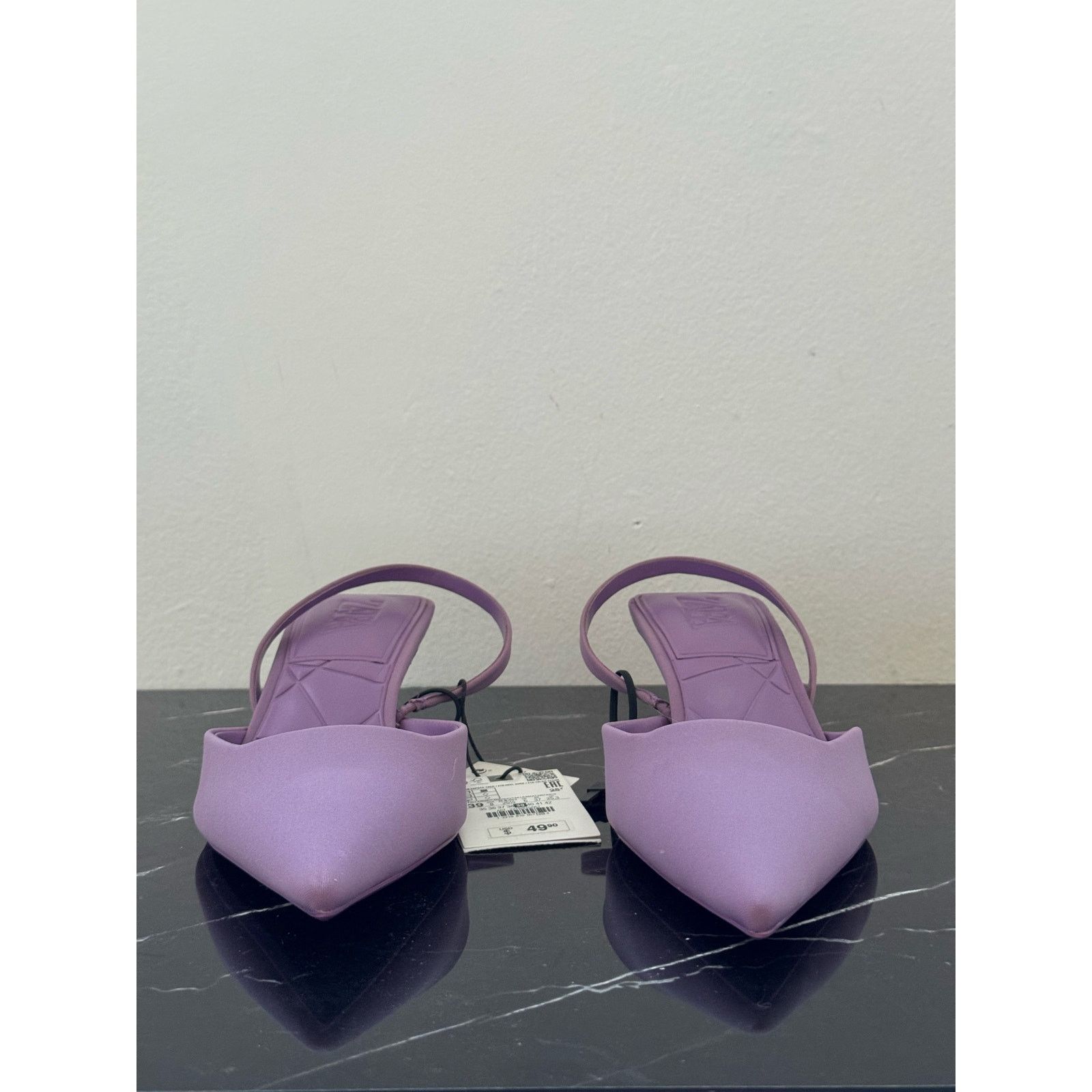 Zara Zara Lavender Pointed Toe Slingback Kitten Heels Size US 9 / IT 39 - 2 Thumbnail