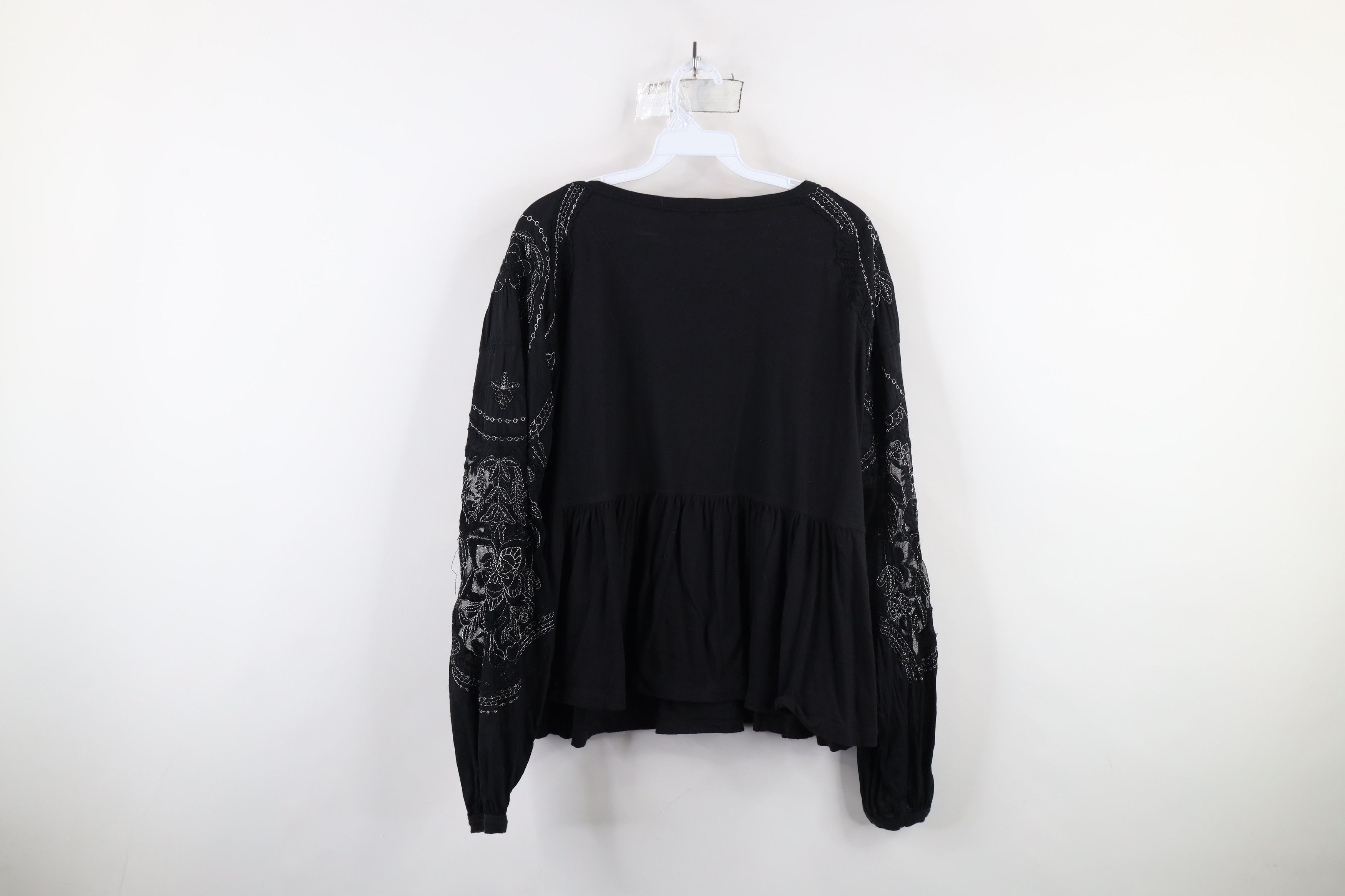 Free People × Vintage Free People Chic Ruffled Lace Flower Puff Sleeve Shirt Top Size S / US 4 / IT 40 - 12 Thumbnail