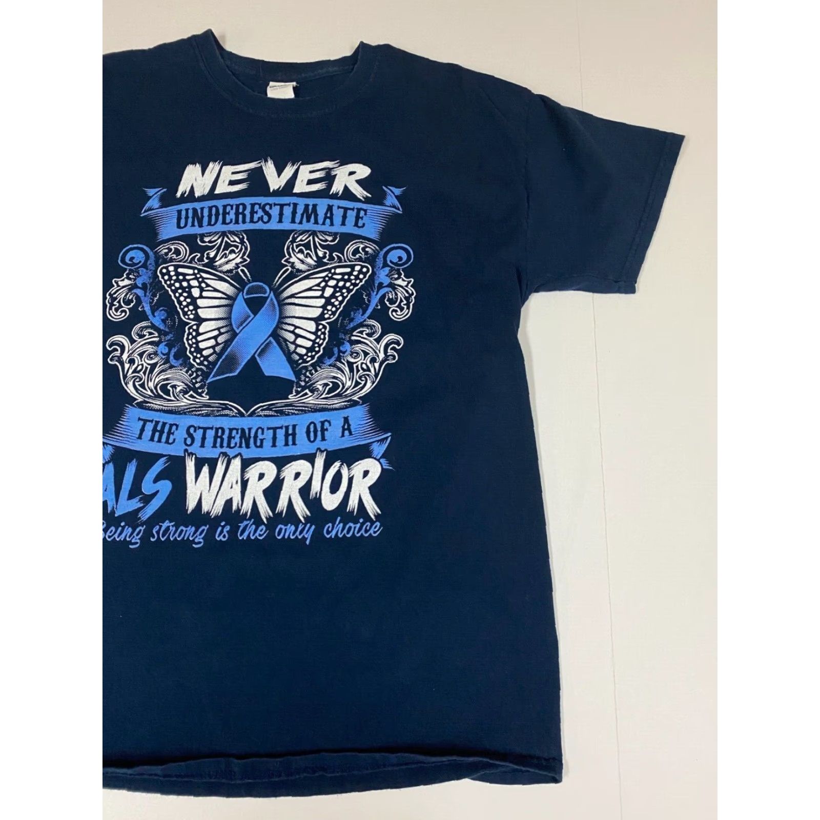 Gildan VINTAGE ALS Warrior Mens Shirt L Blue Gildan T-Shirt Crew Neck Short Sleeve Cotton Logo Hip Hop Love 80s 90s Warrier Atom Size US L / EU 52-54 / 3 - 2 Thumbnail