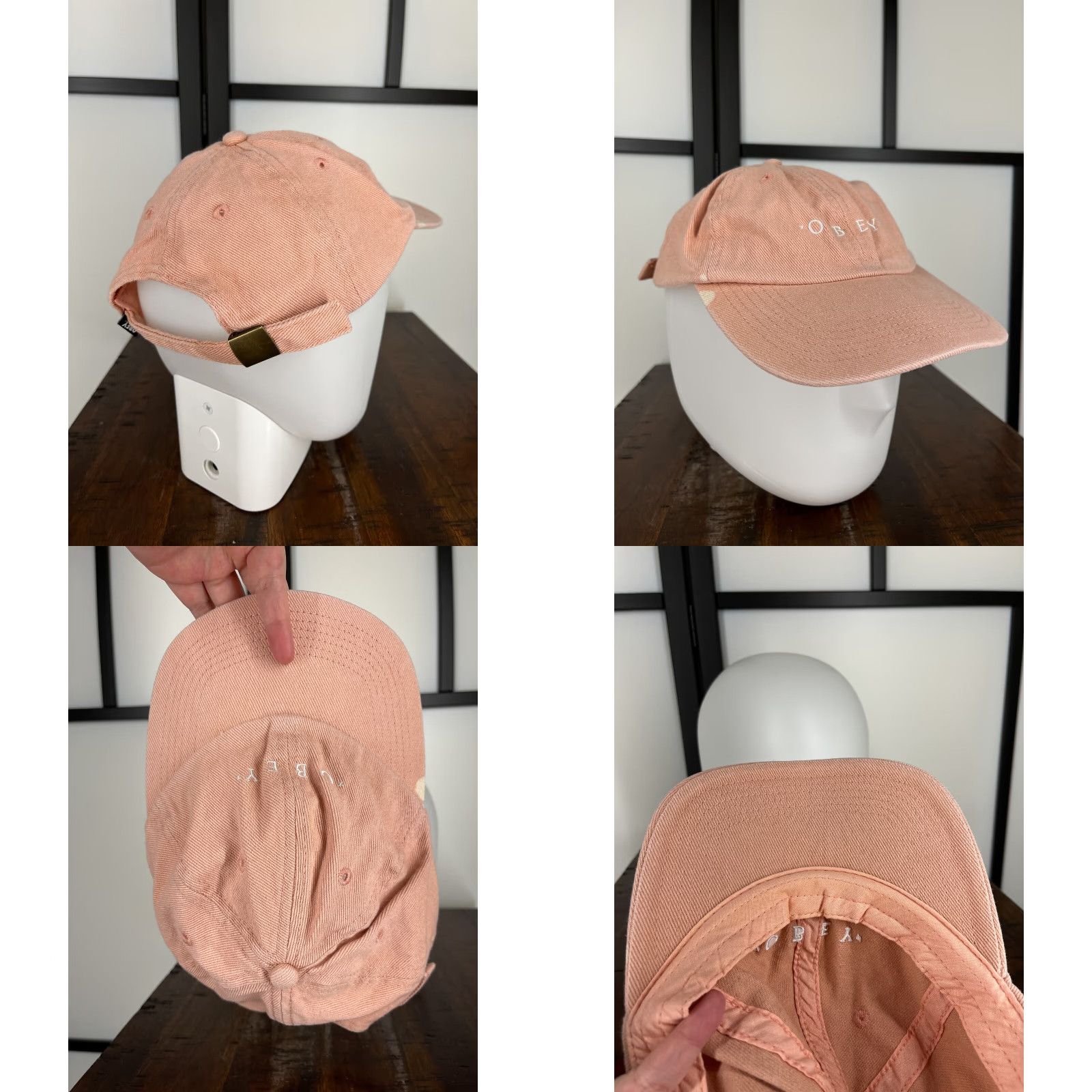Obey OBEY Hat Cap One Size Pink Cotton Twill Adjustable Surf Beach Logo Strap Back Women Baseball Cap 90s Aloha Beach Accessories Mens Girls Size ONE SIZE - 8 Thumbnail