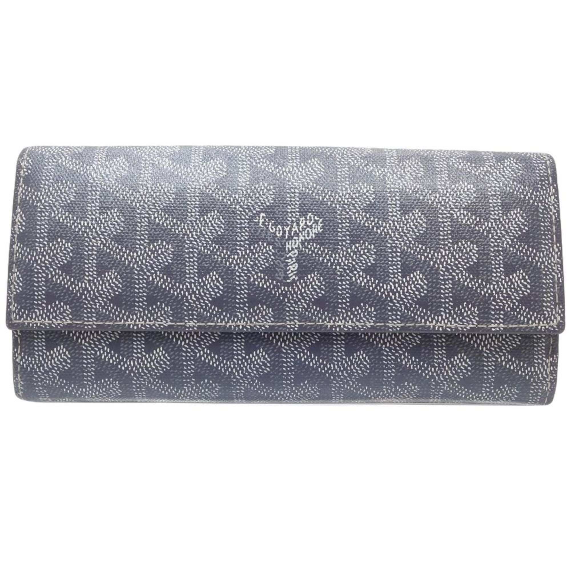 image of Goyard Varenne Flap Wallet Long X Leather Gray 083922 in Grey, Women's
