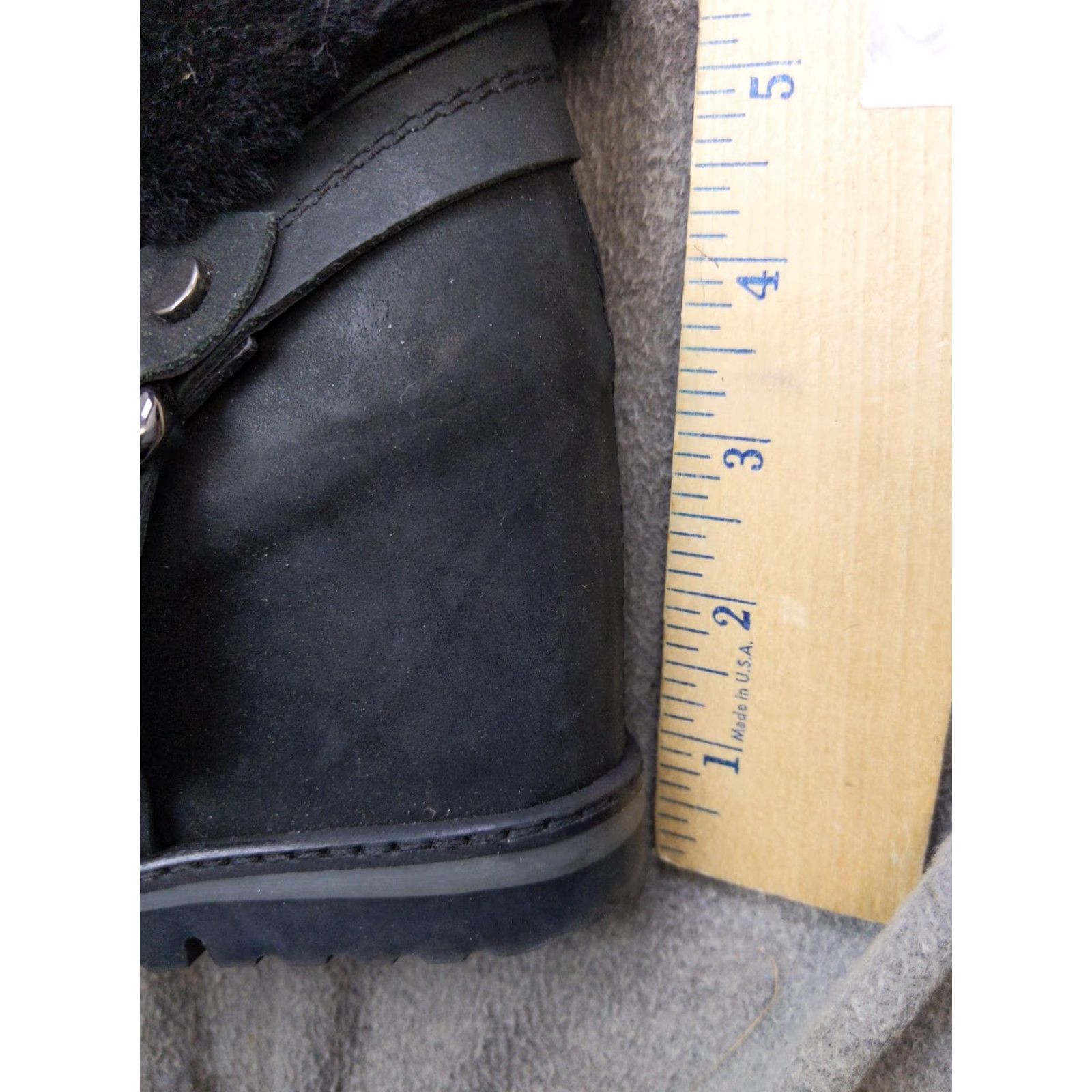 Vintage Napoleoni Boots Womens Size 6 37 Black Leather Shearling Ankle Wedge Zip Booties Size US 6 / IT 36 - 3 Thumbnail