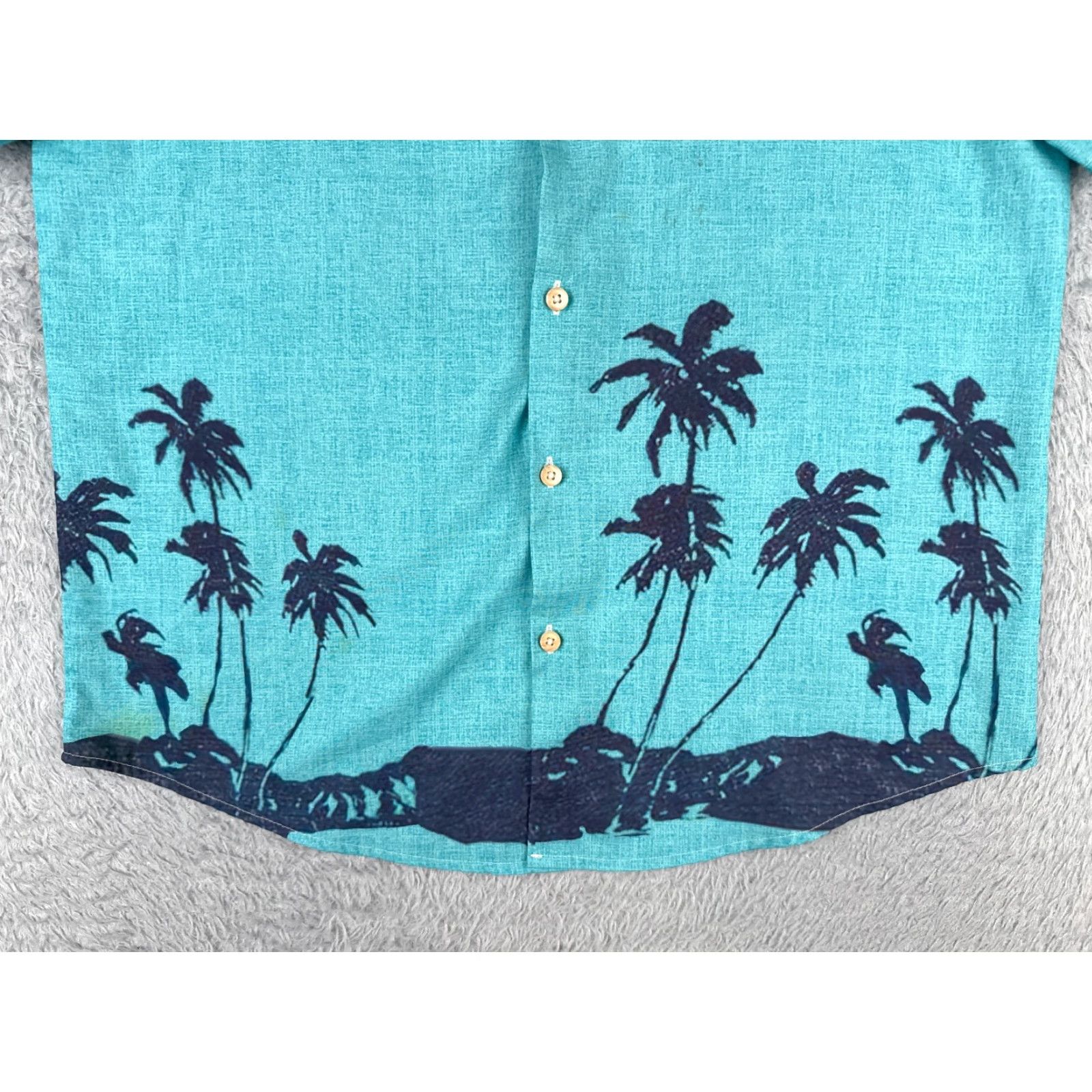 Vintage Thai Mission Church Shirt Adult Medium Blue Hawaiian Palm Tree 100% Polyester Size US M / EU 48-50 / 2 - 5 Thumbnail