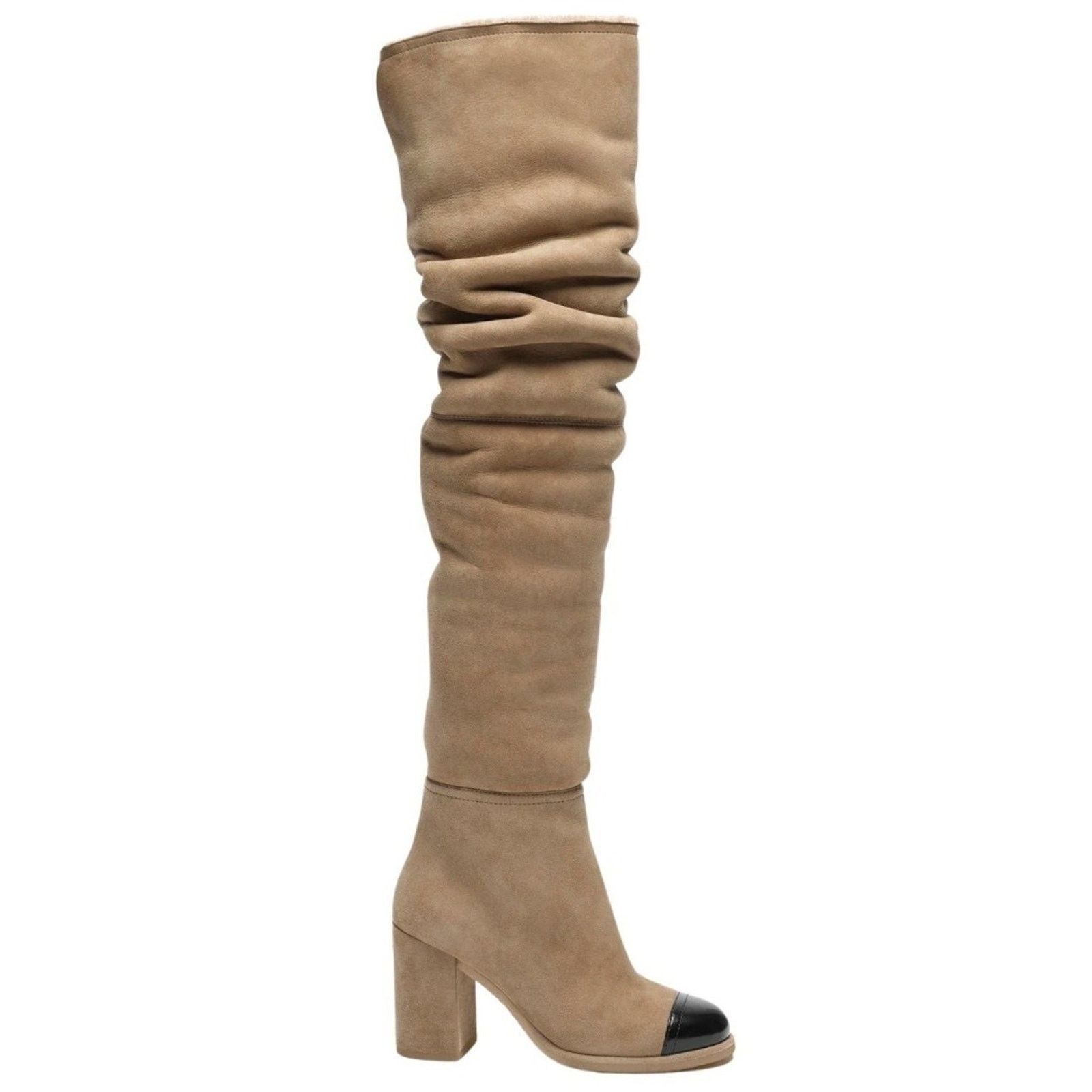 Chanel Chanel 24K Runway Beige Suede Shearling Thigh High Boots 37 Size US 6 / IT 36 - 1 Thumbnail